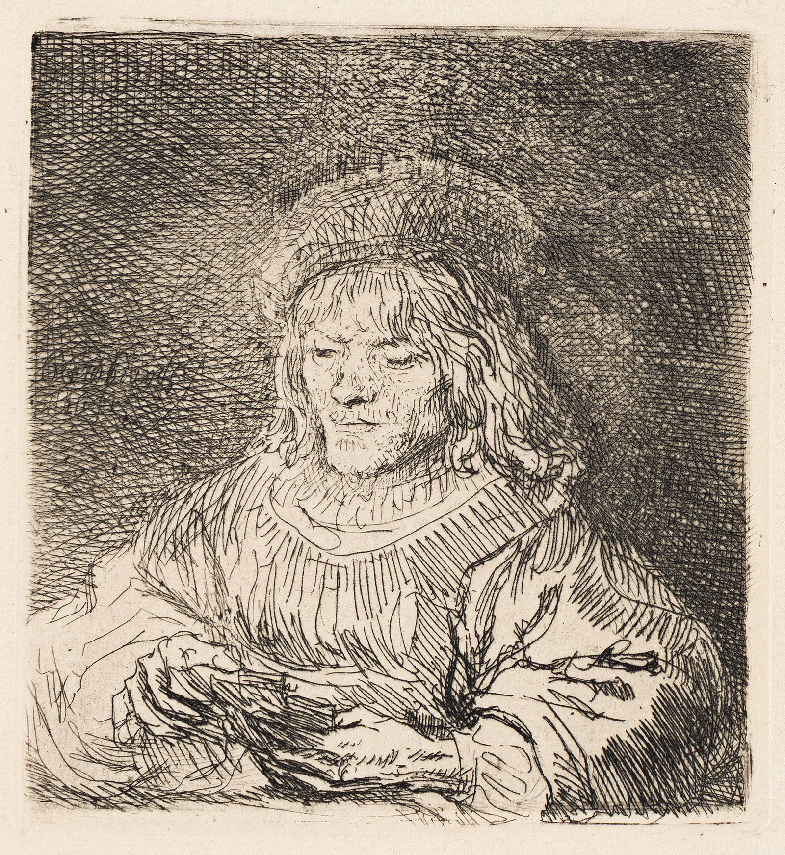 Rembrandt van Rijn (1606-1669), The Card Player, 1641.: Rembrandt van Rijn (1606-1669) The Card Player. Etching, 1641. Biörklund's third state (of 3); Usticke's fourth (of 4); New Hollstein's fourth state (of 5). Bartsch 136; Biörklund 41-M; New