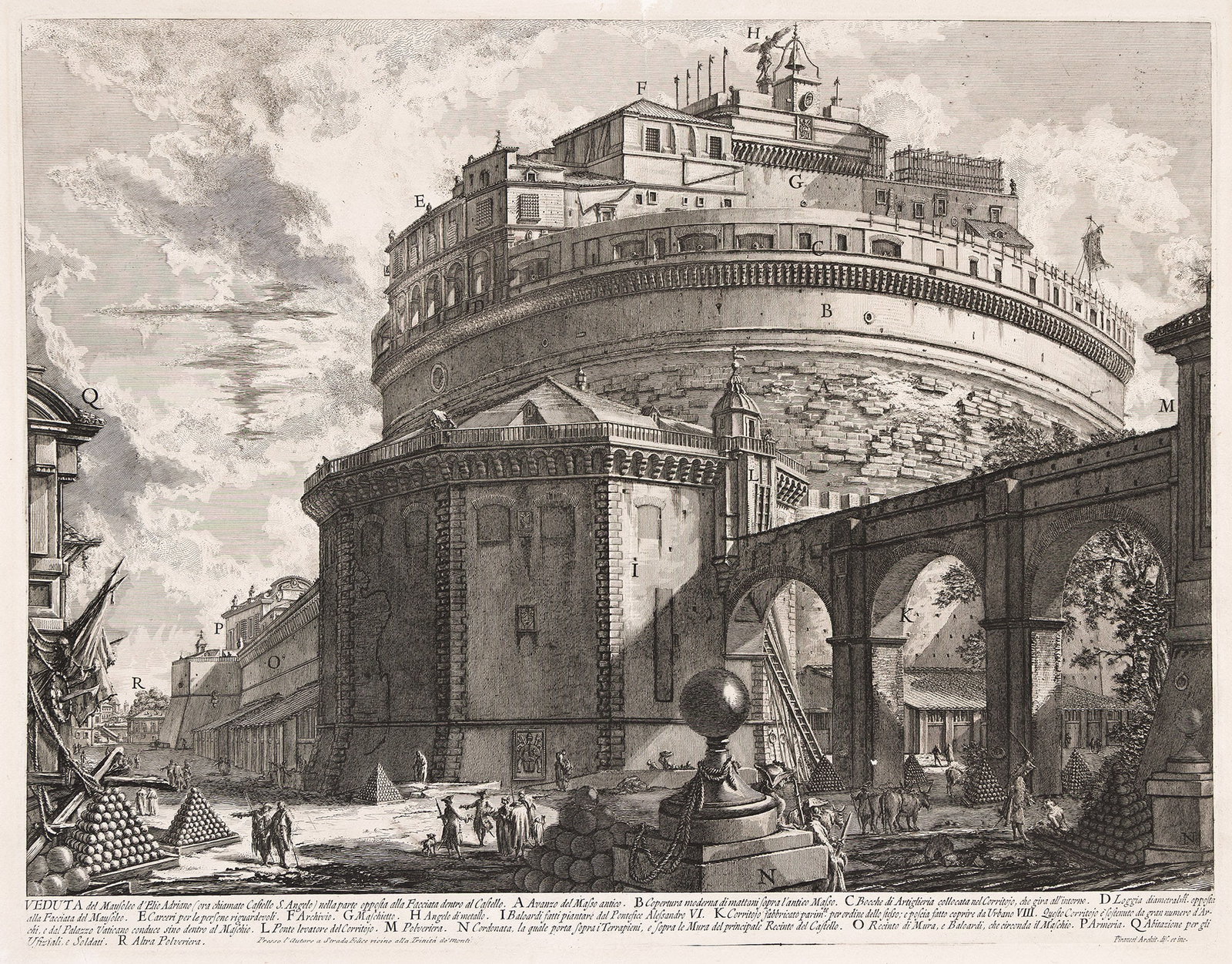 Giovanni B. Piranesi (1720-1778), Veduta del Mausoleo d'Elio Adriano (ora chiamato Castello S. (1 of 1)