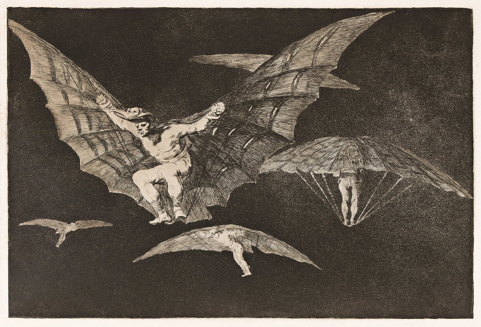 Francisco Goya (1746-1828), Modo de Volar, circa 1824.: Francisco Goya (1746-1828) Modo de Volar. Aquatint and etching, circa 1824. First edition, before the number and with the scratches on the left side of the plate and the legs of the main flying figure