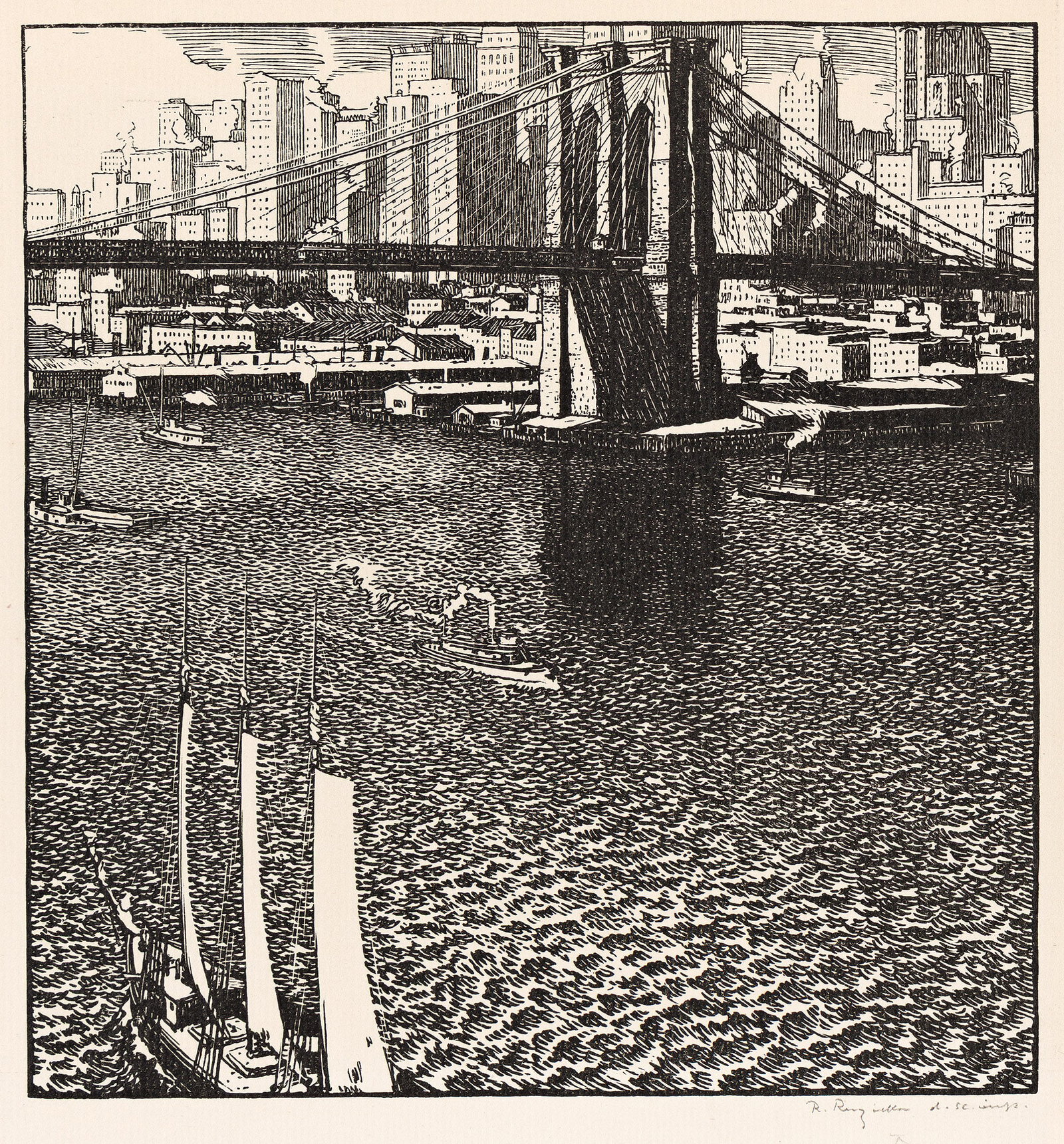 Rudolph Ruzicka (1883-1978), Brooklyn Bridge, 1915. (1 of 1)
