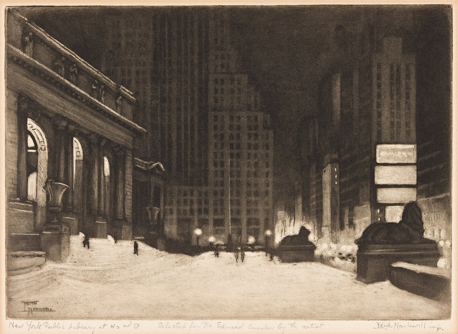Edith Nankivell (1896-1962), New York Public Library at 42nd St, circa 1930s. (1 of 1)