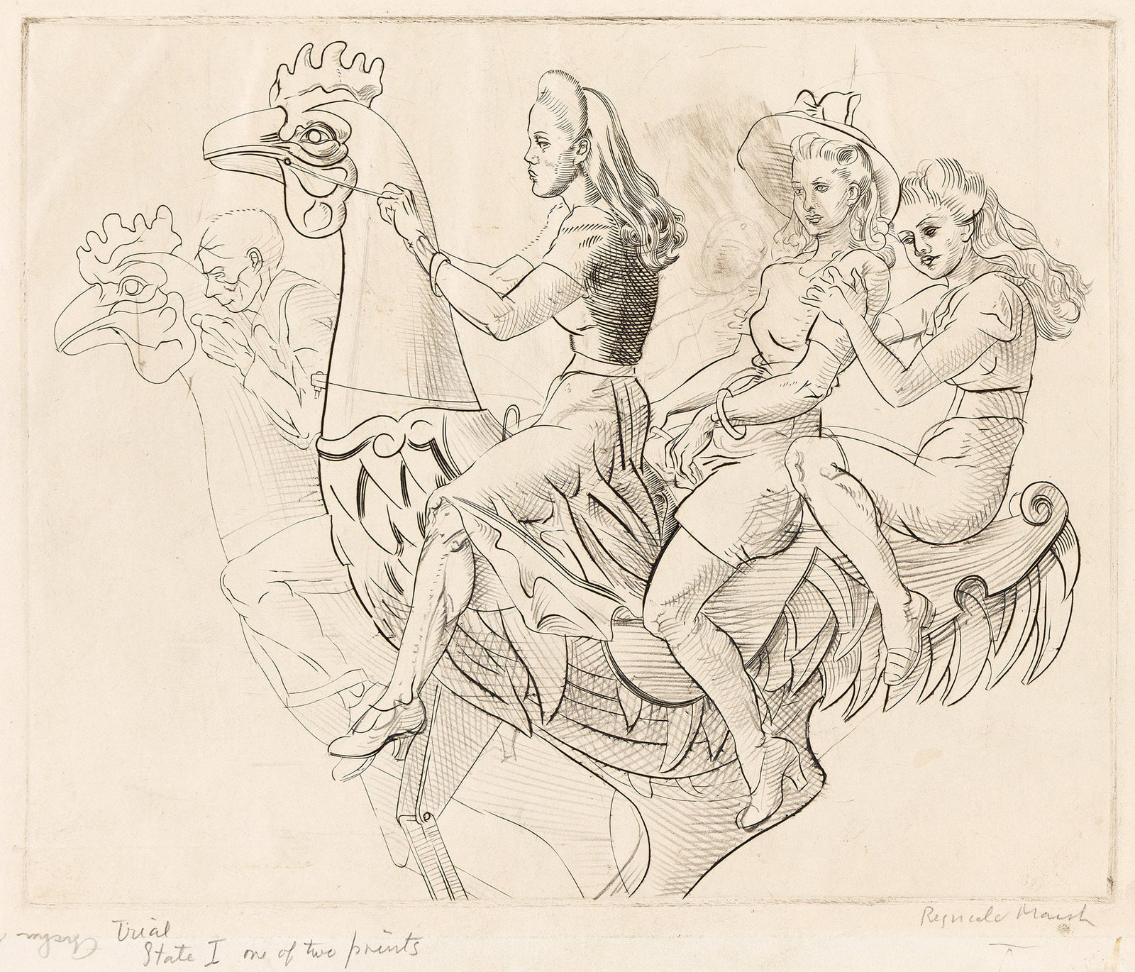 Reginald Marsh (1898-1954), Three Girls on a Chicken, 1941. (1 of 1)