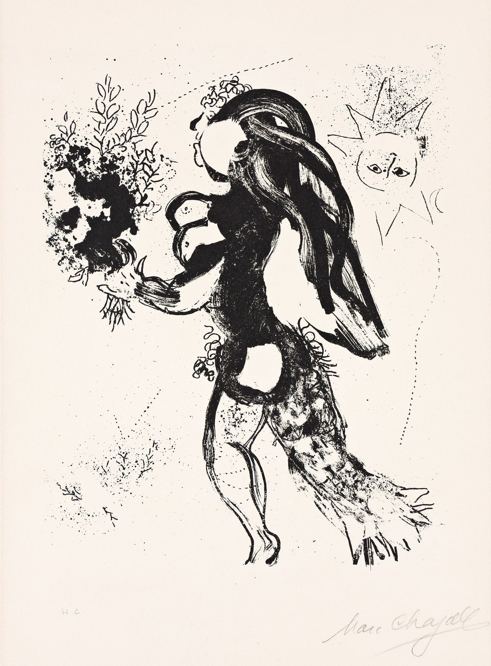 Marc Chagall (1887-1985), L'Offrande, 1960.: Marc Chagall (1887-1985) L'Offrande. Lithograph on Arches, 1960. An hors commerce impression, aside from the deluxe edition of 40. Signed and inscribed "HC" in pencil, lower margin. Printed by Mourlot