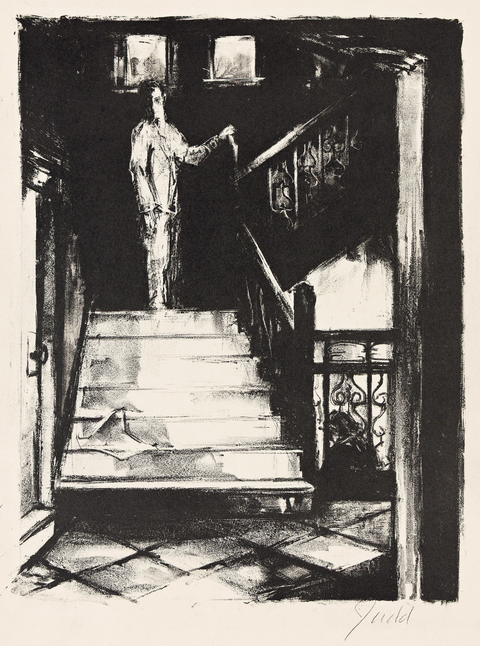 Donald Judd (1928-1994), Untitled, 1951-52.: Donald Judd (1928-1994) Untitled. Lithograph, 1951-52. Edition of approximately 5. Signed in pencil, lower right. Schellmann 1. Image: 14 1/2 x 10 7/8 in. (36.8 x 27.6 cm.), full margins.