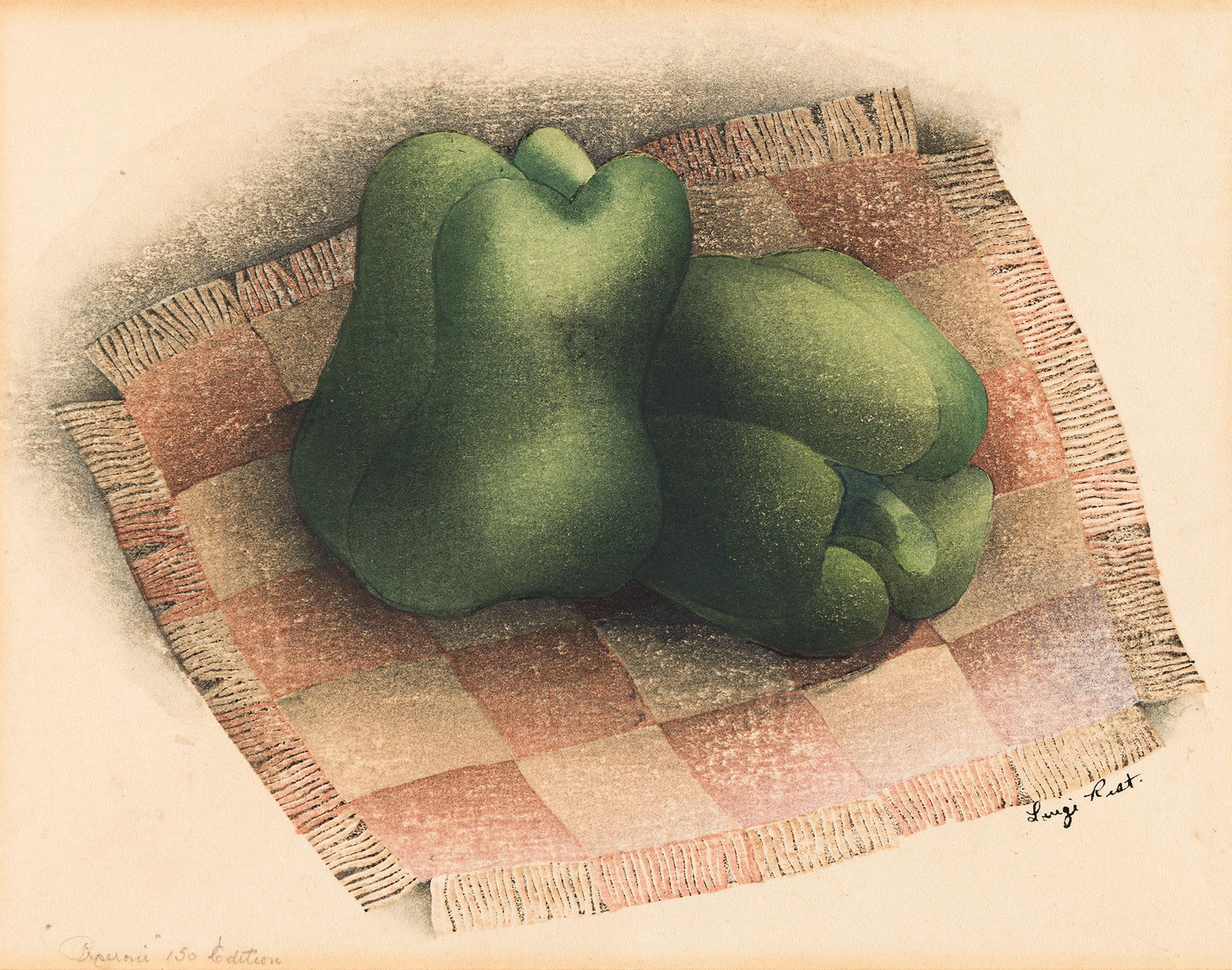 Luigi Rist (1888-1959) Pepperoni, 1951.: Luigi Rist (1888-1959) Pepperoni. Color woodcut, 1951. Edition of 150. Signed in ink, lower right. Titled in pencil, lower left. Williams 30. Image: 7 1/2 x 10 in. (19.1 x 25.4 cm.), wide margins. Fra