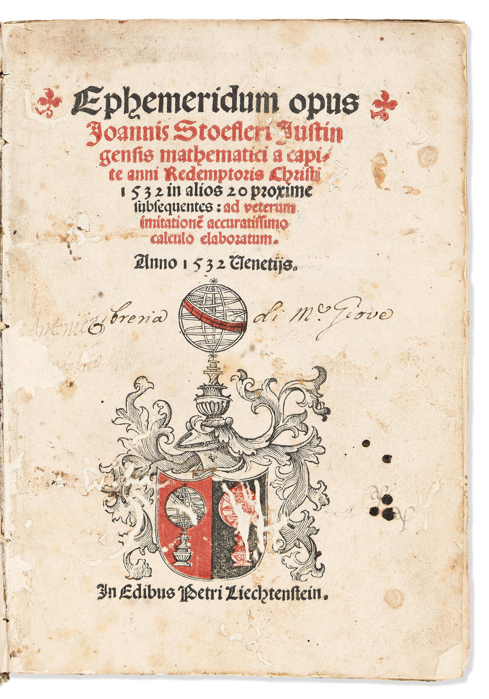 Ephemerides: Three 16th Century Continental Examples. (1 of 3)