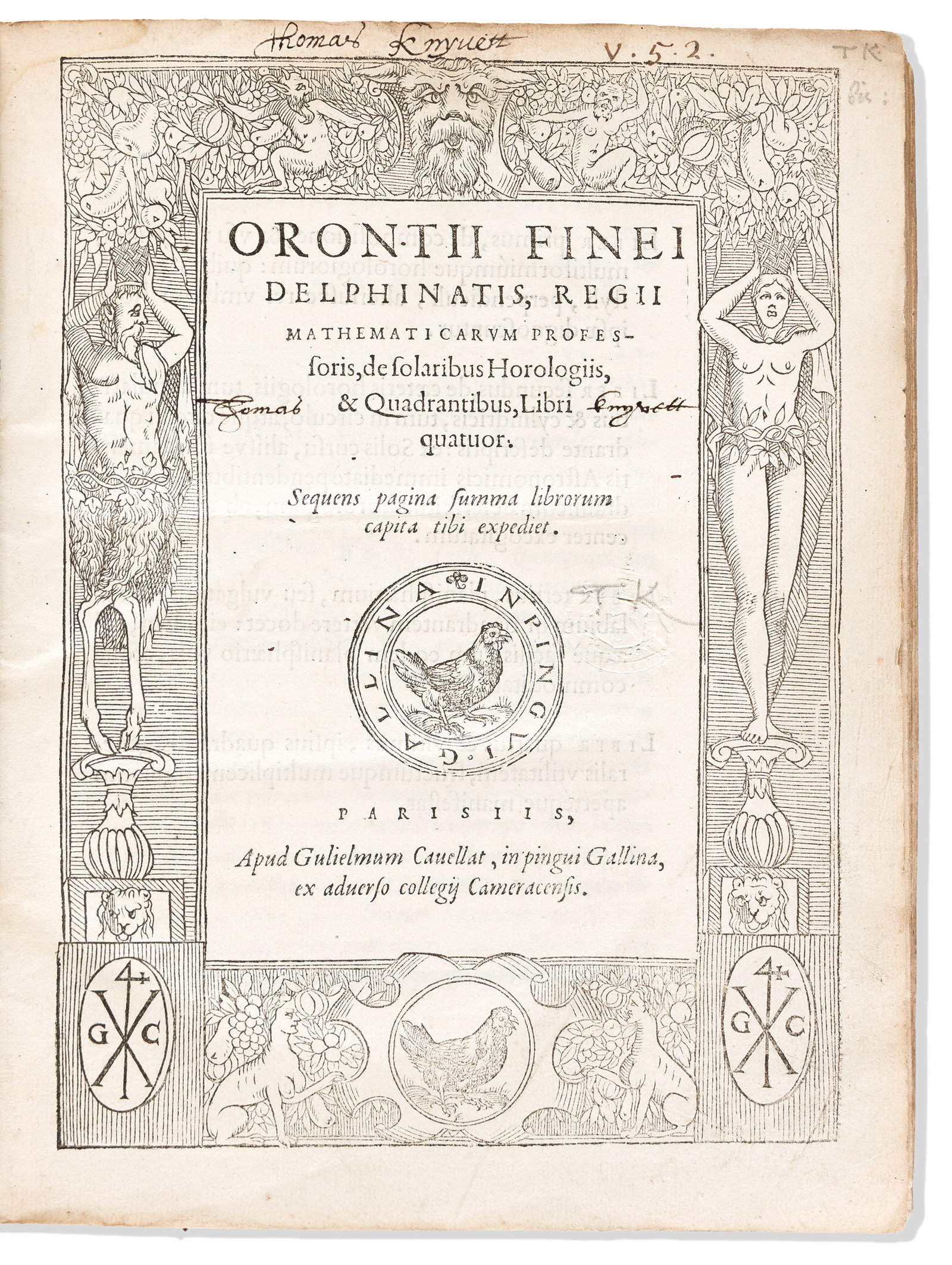 Oronce Fine (1494-1555) De Solaribus Horologiis & Quadrantibus Libri Quatuor. Paris: Apud Guilielmum (1 of 2)