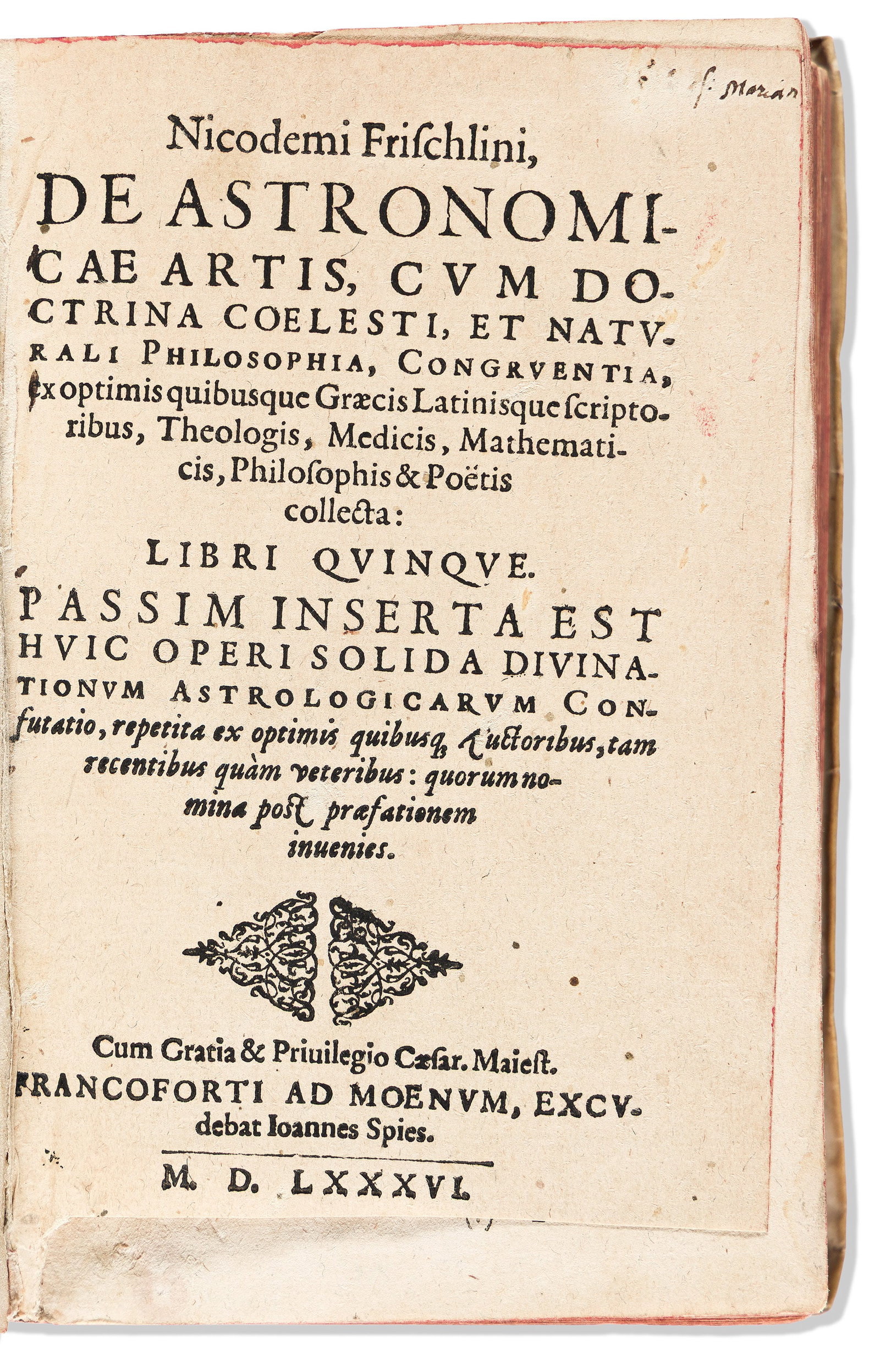 Nicodemus Frischlin (1547-1590) De Astronomicae Artis, cum Doctrina Coelesti et Naturali (1 of 2)