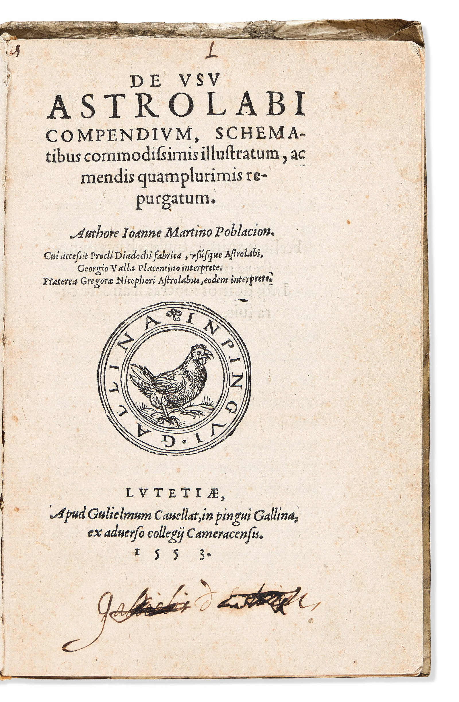 Juan Martín Población (fl. ca. 1550) De Usu Astrolabi Compendium. Paris: Apud Gulielmum (1 of 2)