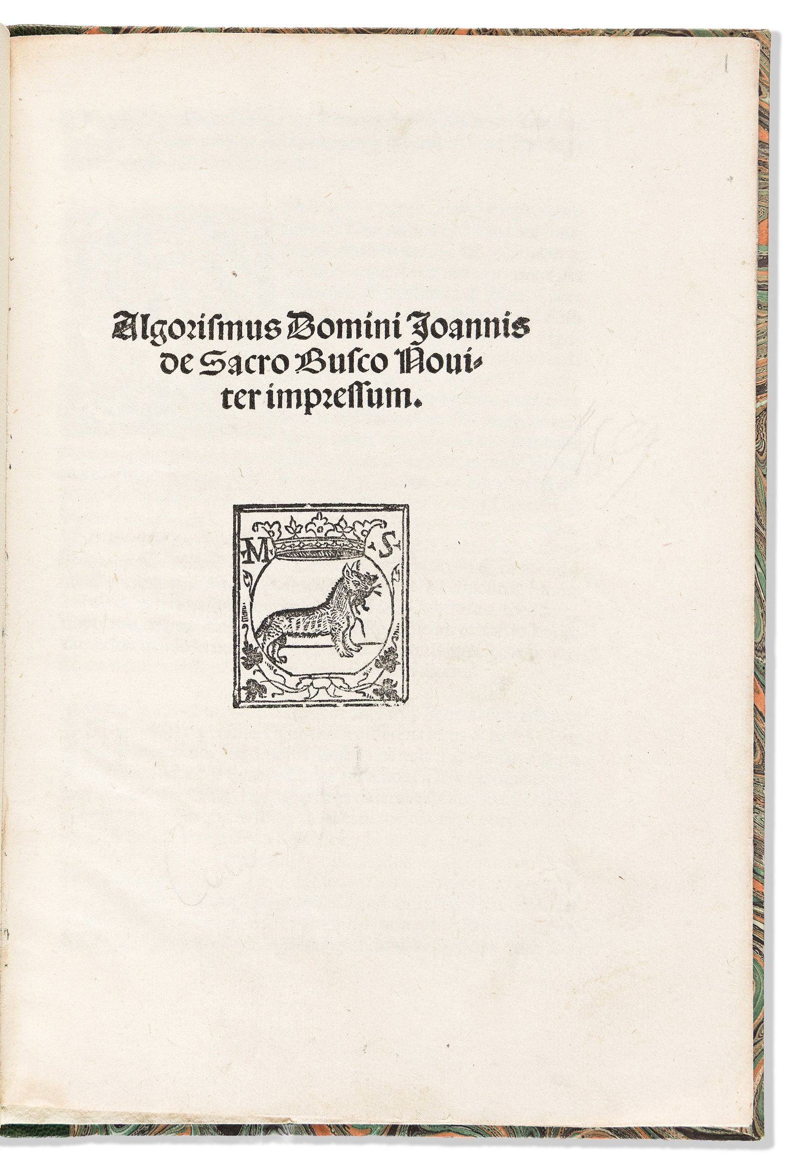 Johannes de Sacrobosco (1195-1256) Algorismus. Venice: Melchiorre Sessa & Pietro Ravani, 1523. (1 of 1)
