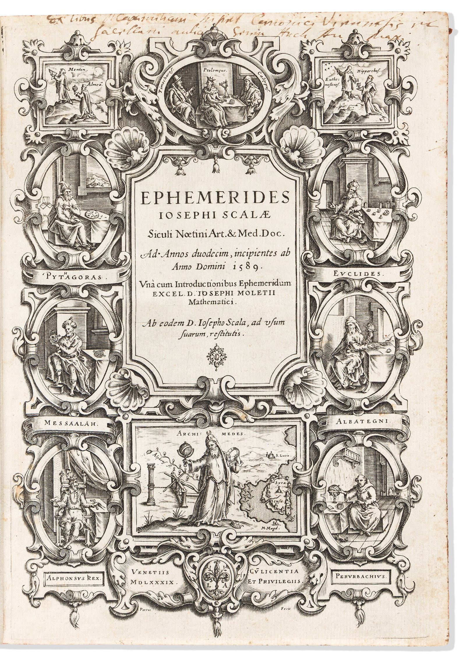Giuseppe Scala (1556-1585) Ephemerides ad Annos Duodecim Incipientes ab Anno Domini 1589. Venice: (1 of 1)