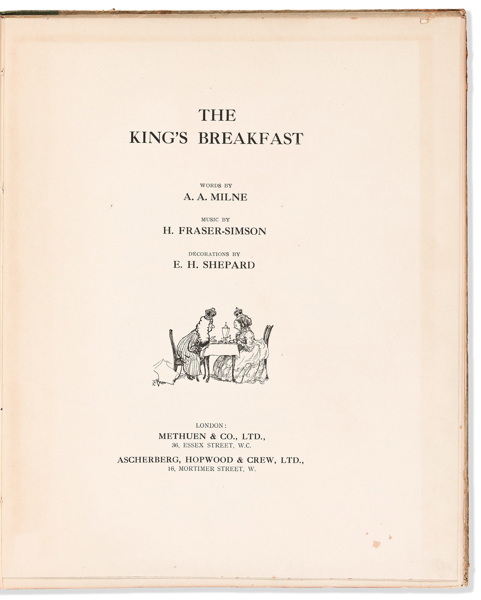 A.A. Milne (1882-1956) & Ernest H. Shepard (1879-1976), illus. The King’s Breakfast. London: (1 of 2)