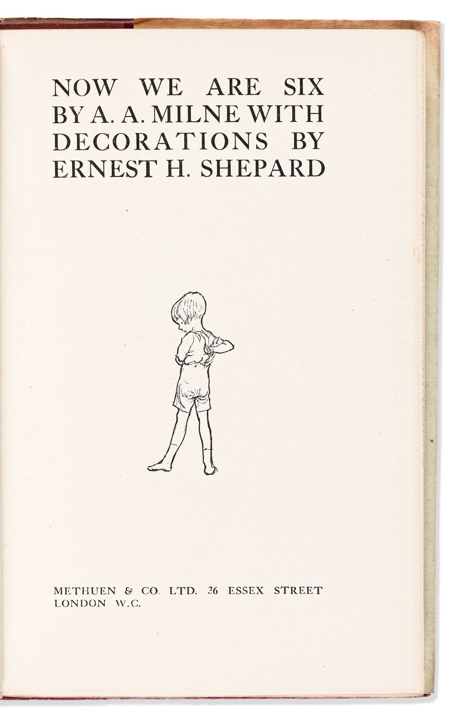 A.A. Milne (1882-1956) & Ernest H. Shepard (1879-1976), illus. Now We are Six. First Trade Edition. (1 of 1)