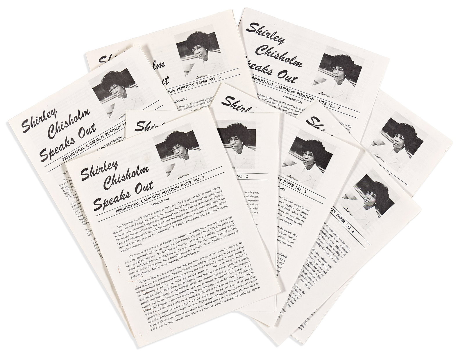 Shirley Chisholm (1924-2005) Shirley Chisholm Speaks Out. Eight Issues of her Presidential Campaign (1 of 1)