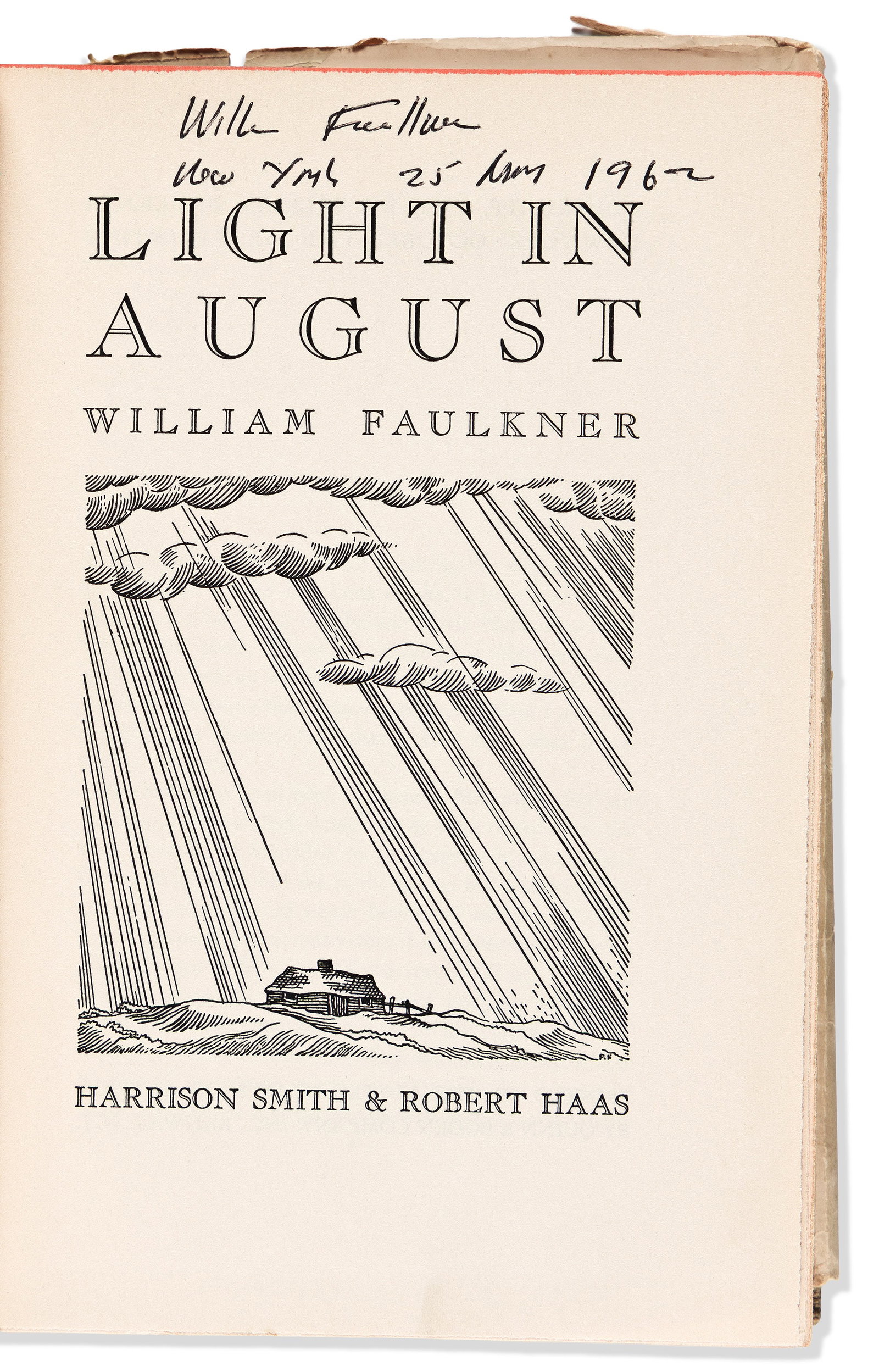 William Faulkner (1897-1962) Light in August. Signed First Edition. New York: Harrison Smith & (1 of 2)