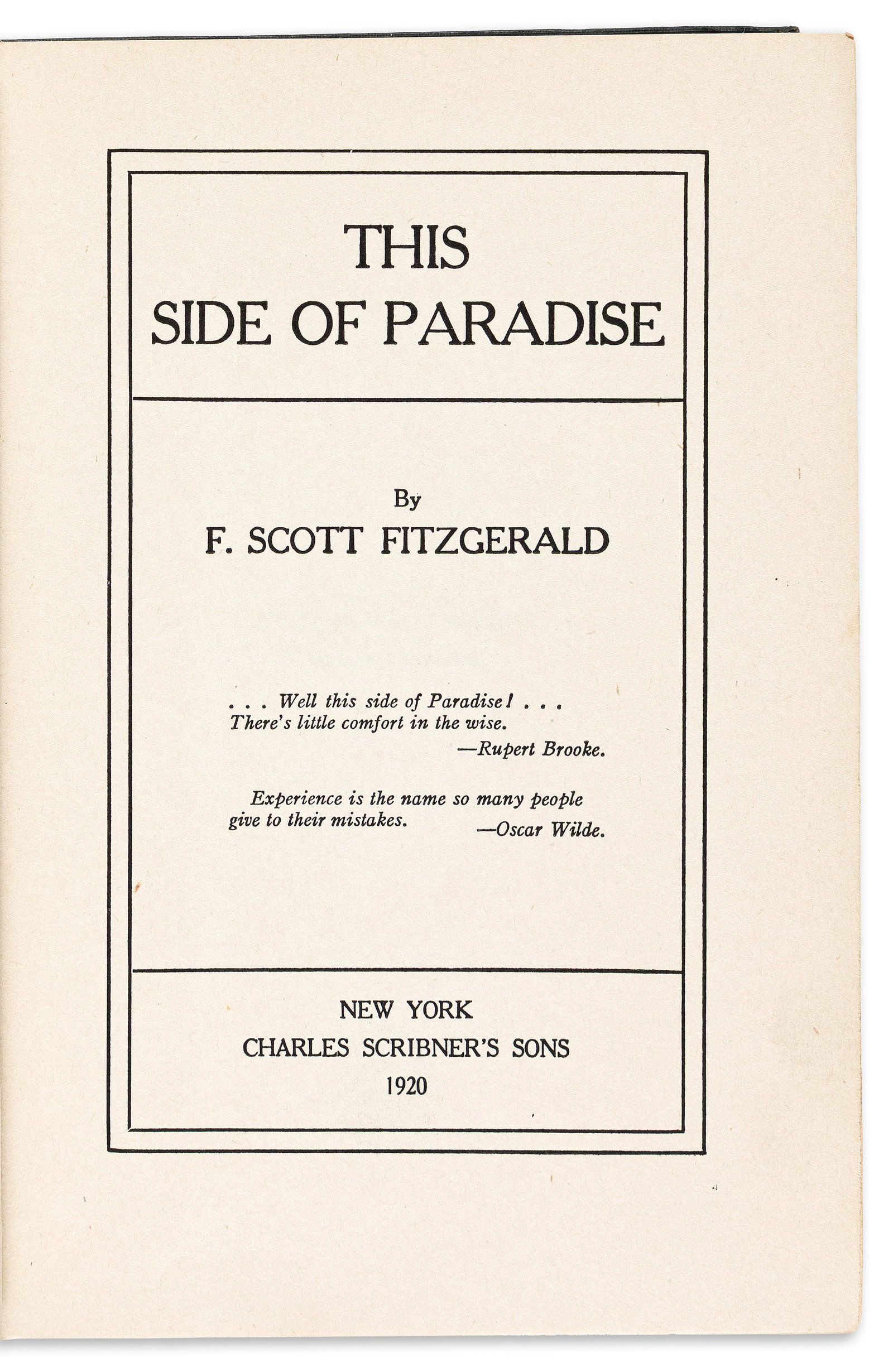 F. Scott Fitzgerald (1896-1940) Three first editions. (1 of 3)