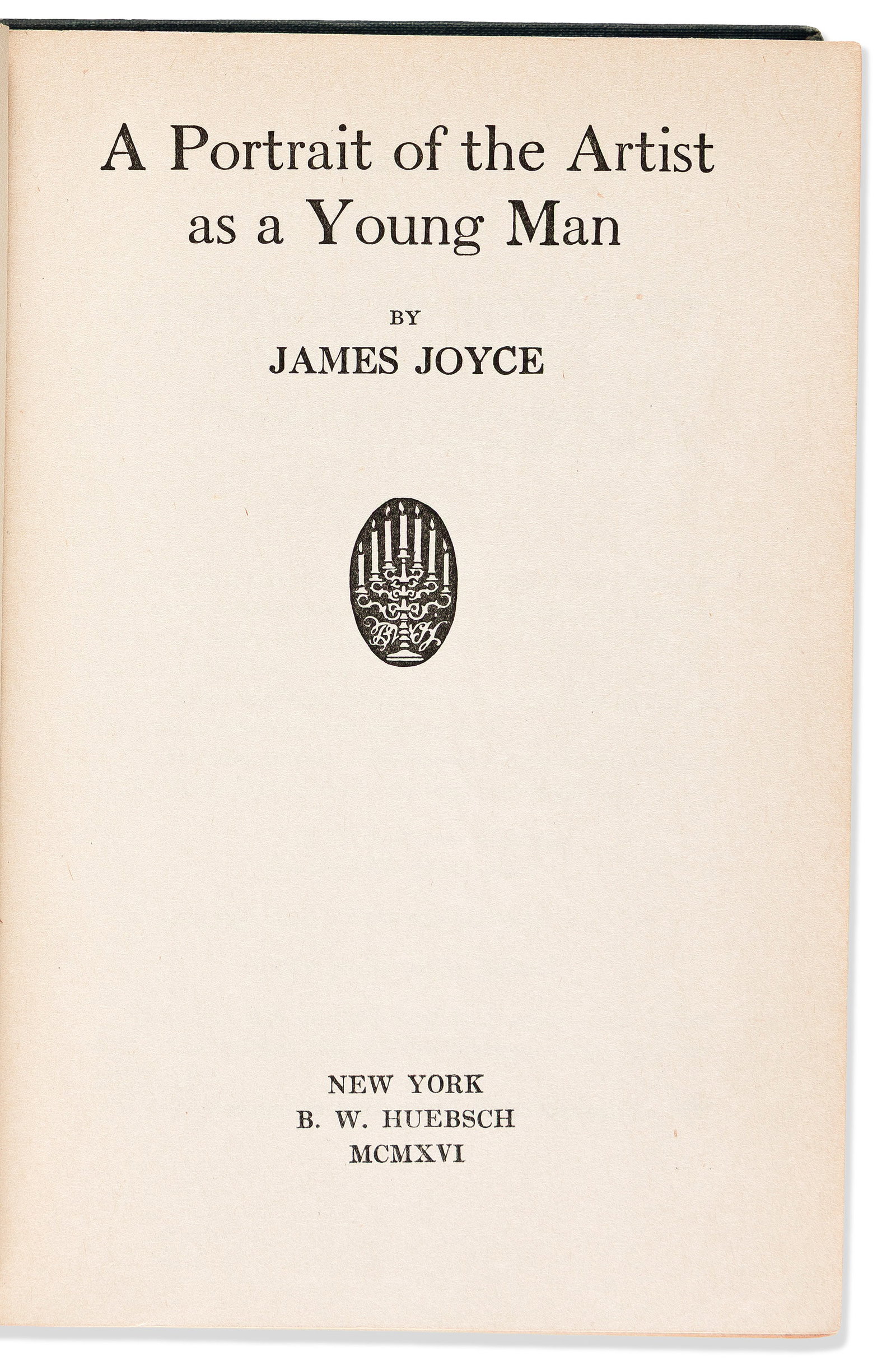 James Joyce (1882-1941) A Portrait of the Artist as a Young Man. New York: B.W. Huebsch, 1916. (1 of 1)
