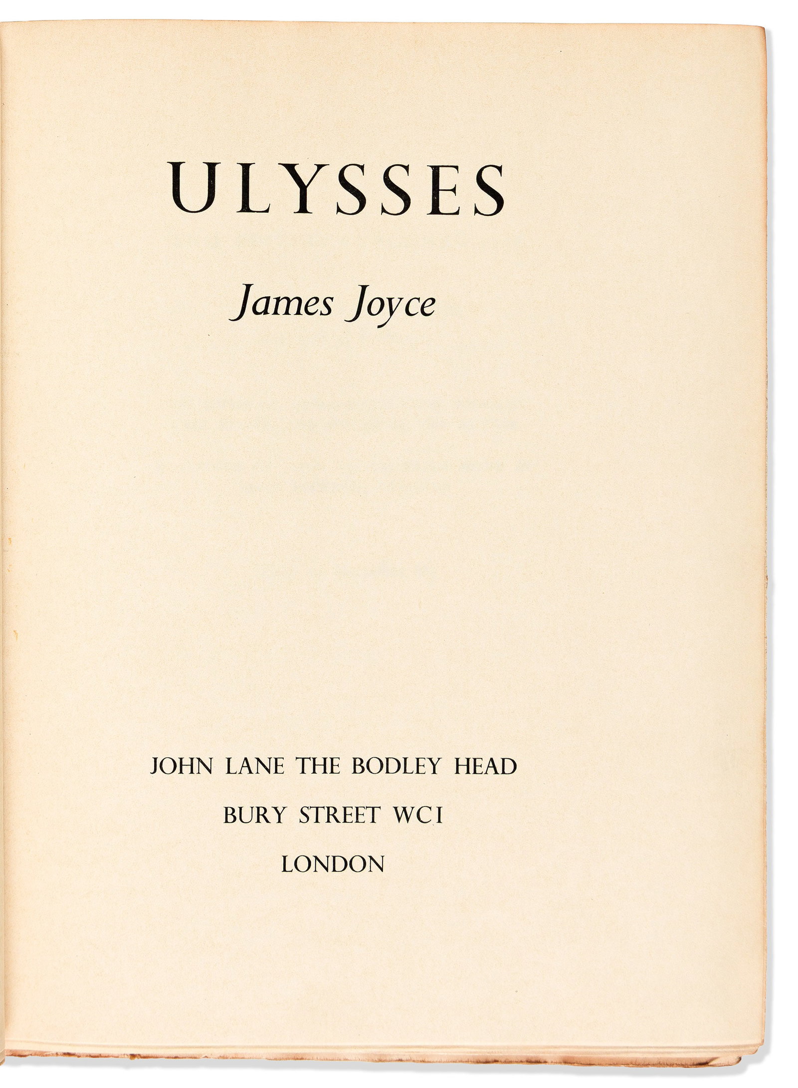 James Joyce (1882-1941) Ulysses. Bodley Head edition. London: John Lane The Bodley Head, 1936. (1 of 1)