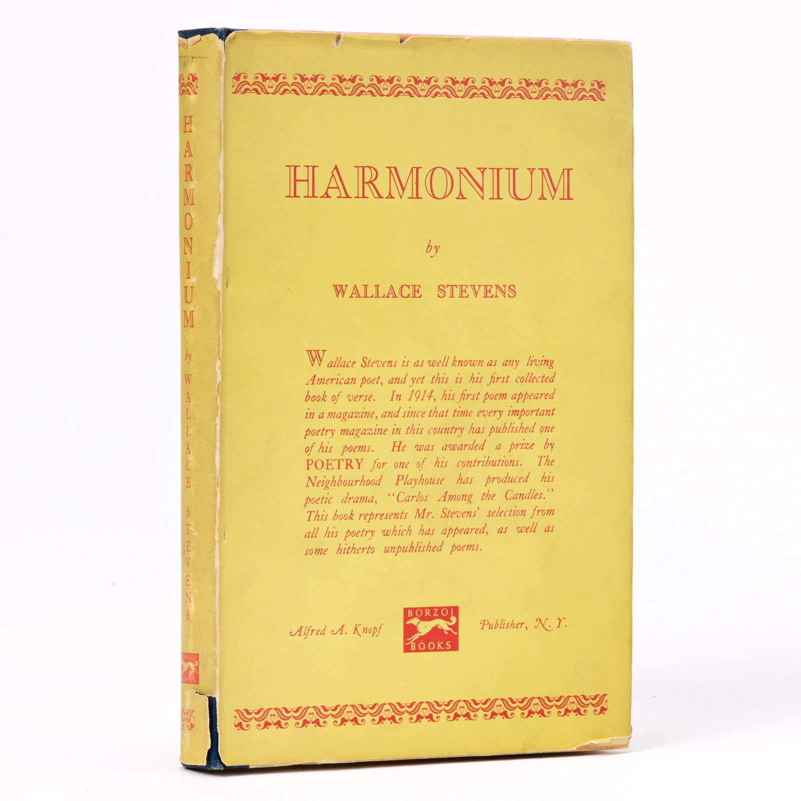 Wallace Stevens (1879-1955) Harmonium. New York: Alfred A. Knopf, 1923. (1 of 3)