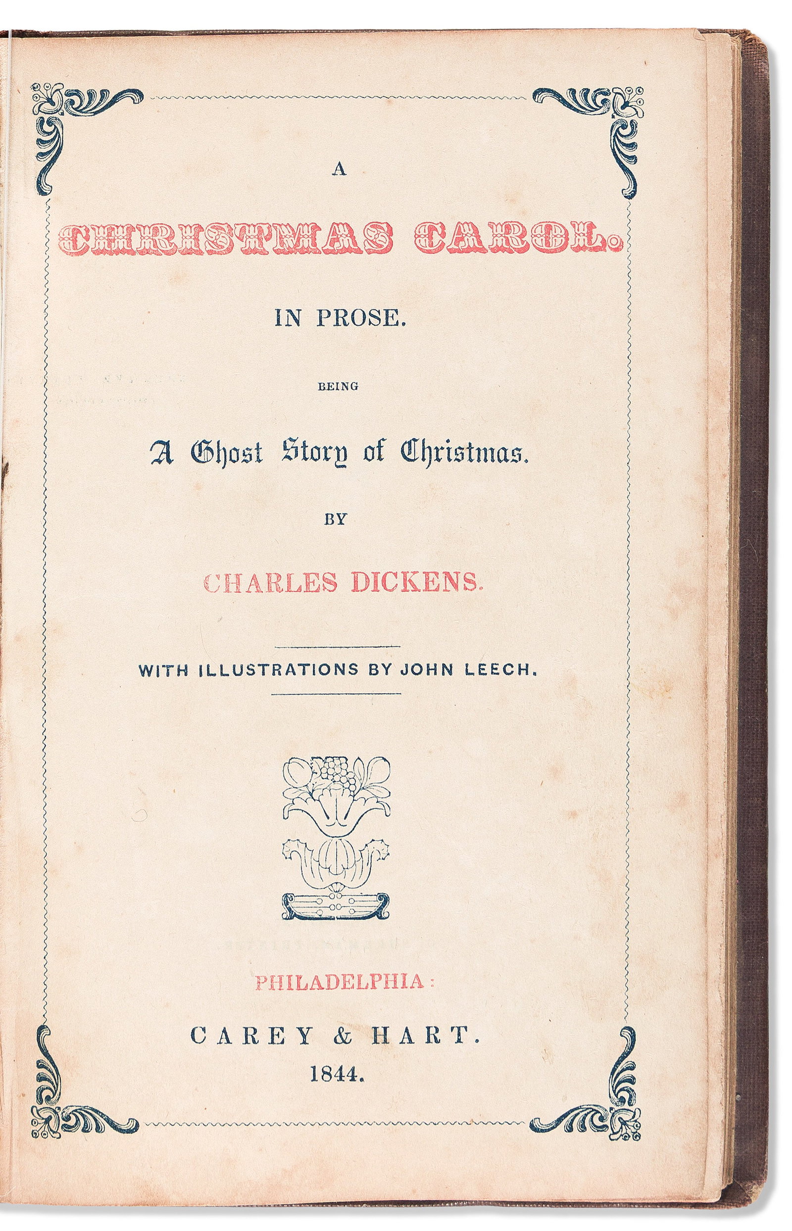 Charles Dickens (1812-1870) A Christmas Carol. First Philadelphia Edition. Philadelphia: Carey & (1 of 1)