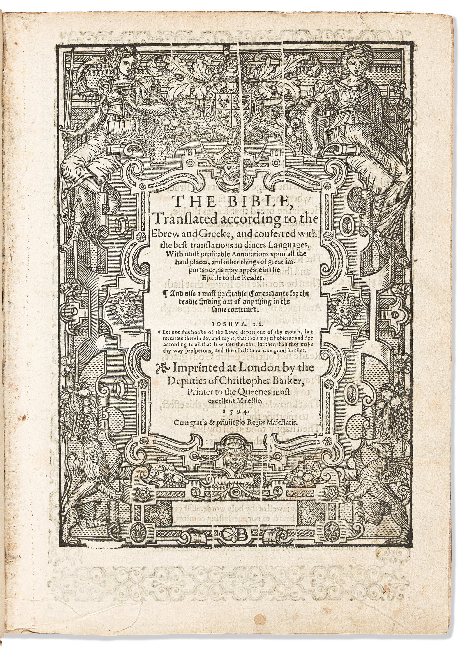 Bible in English. Geneva Translation. The Bible, Translated according to the Ebrew and Greeke. (1 of 2)