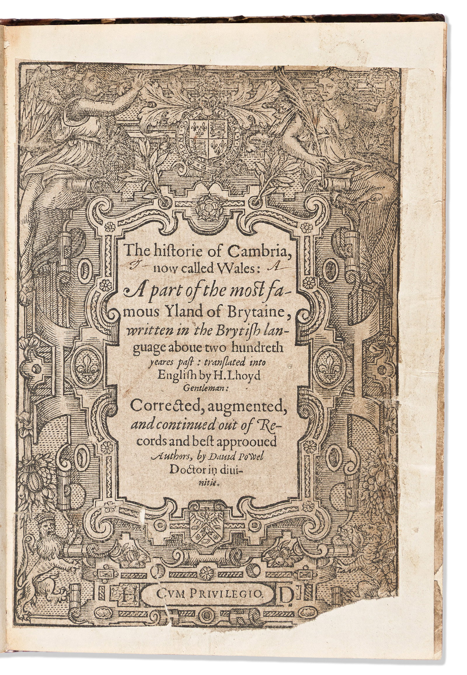 Caradoc of Llancarvan (d. circa 1147) The Historie of Cambria, now called Wales. London: Imprinted (1 of 2)