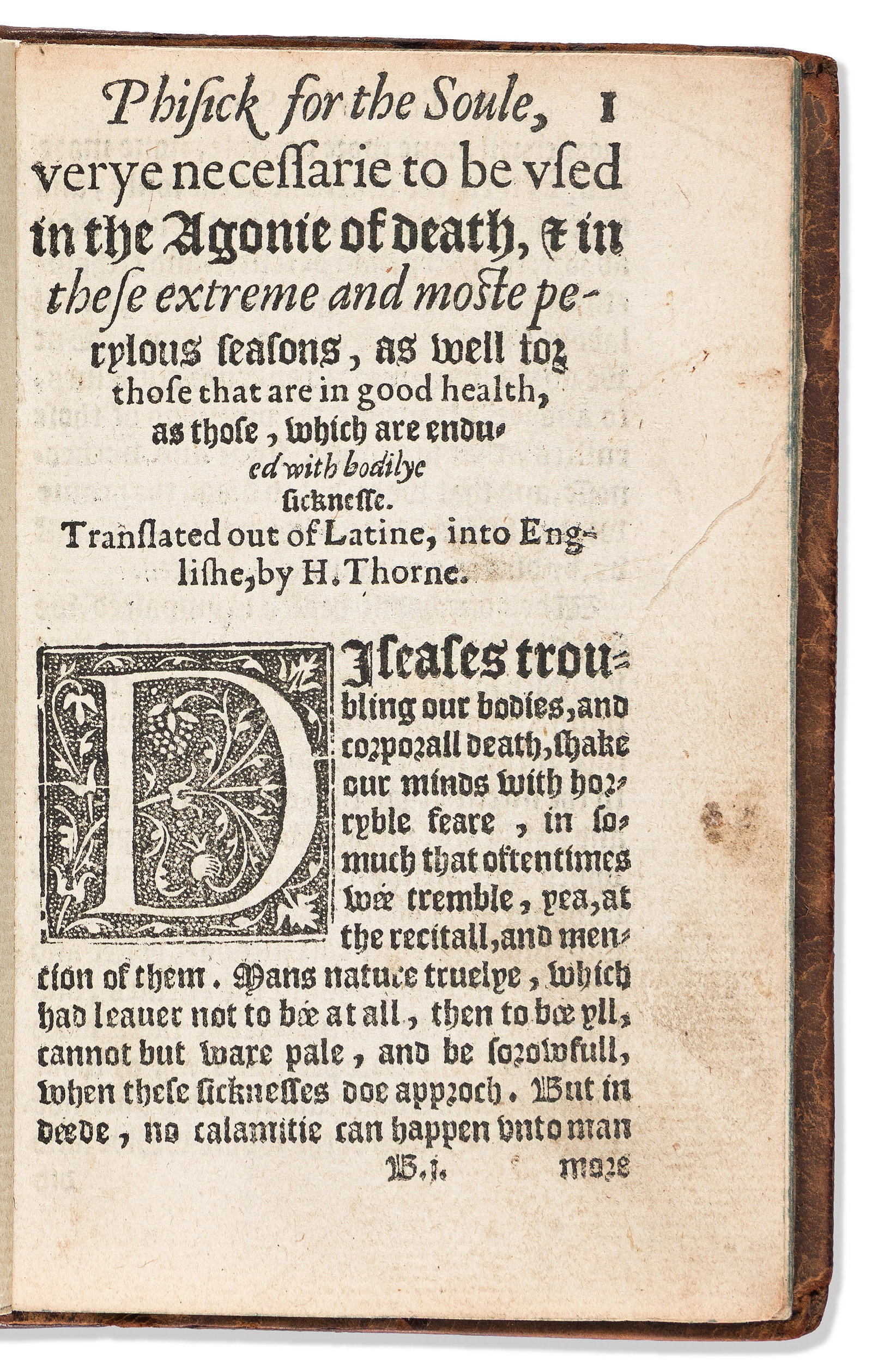 John Chrysostom (347- 407 CE) Phisicke for the Soule, verye necessarie to be used in the Agonie of (1 of 1)