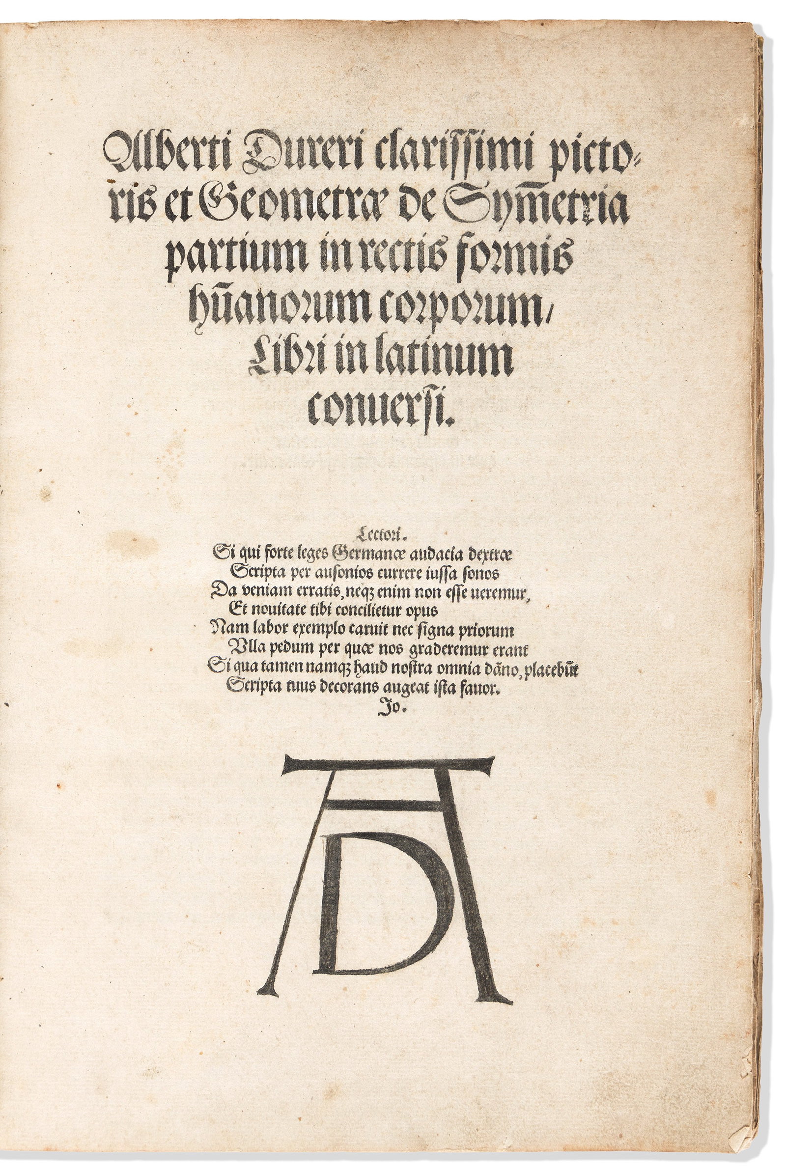 Albrecht Dürer (1471-1528) De Sym[m]etria Partium in Rectis Formis Hu[m]anorum Corporum. (1 of 6)