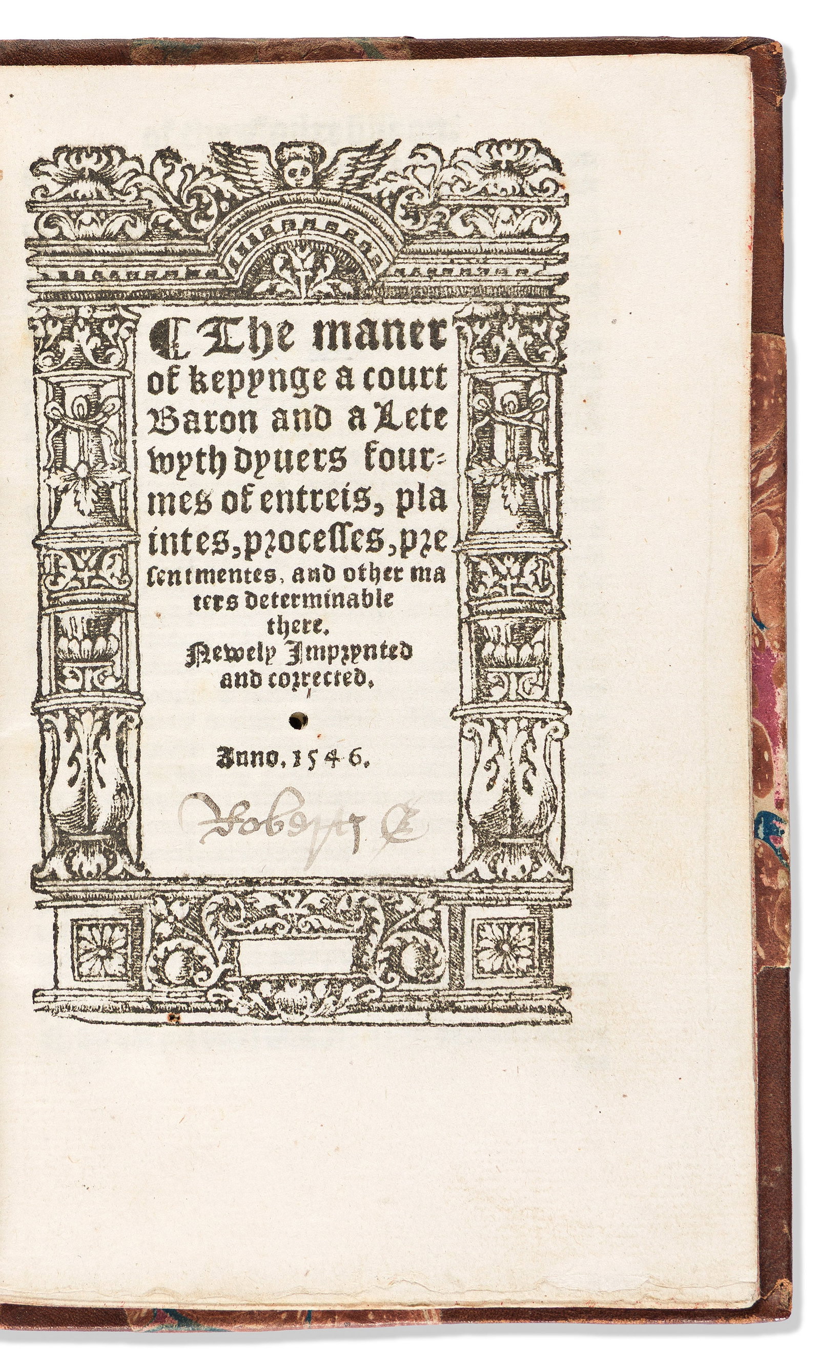 England: Courts Baron. The Maner of Kepynge a Court Baron. London: [by N. Hill for] Henricum Smyth, (1 of 1)