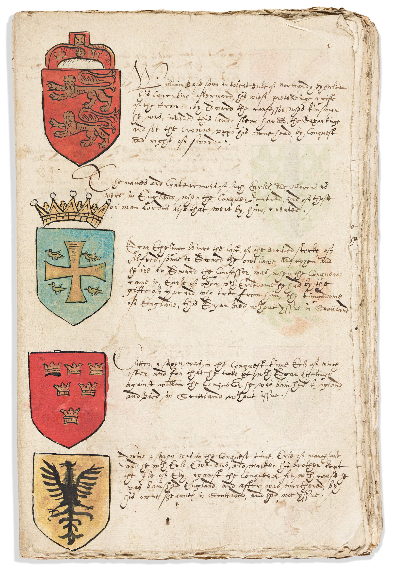 English Heraldry Manuscript. London, circa 1600. (1 of 2)