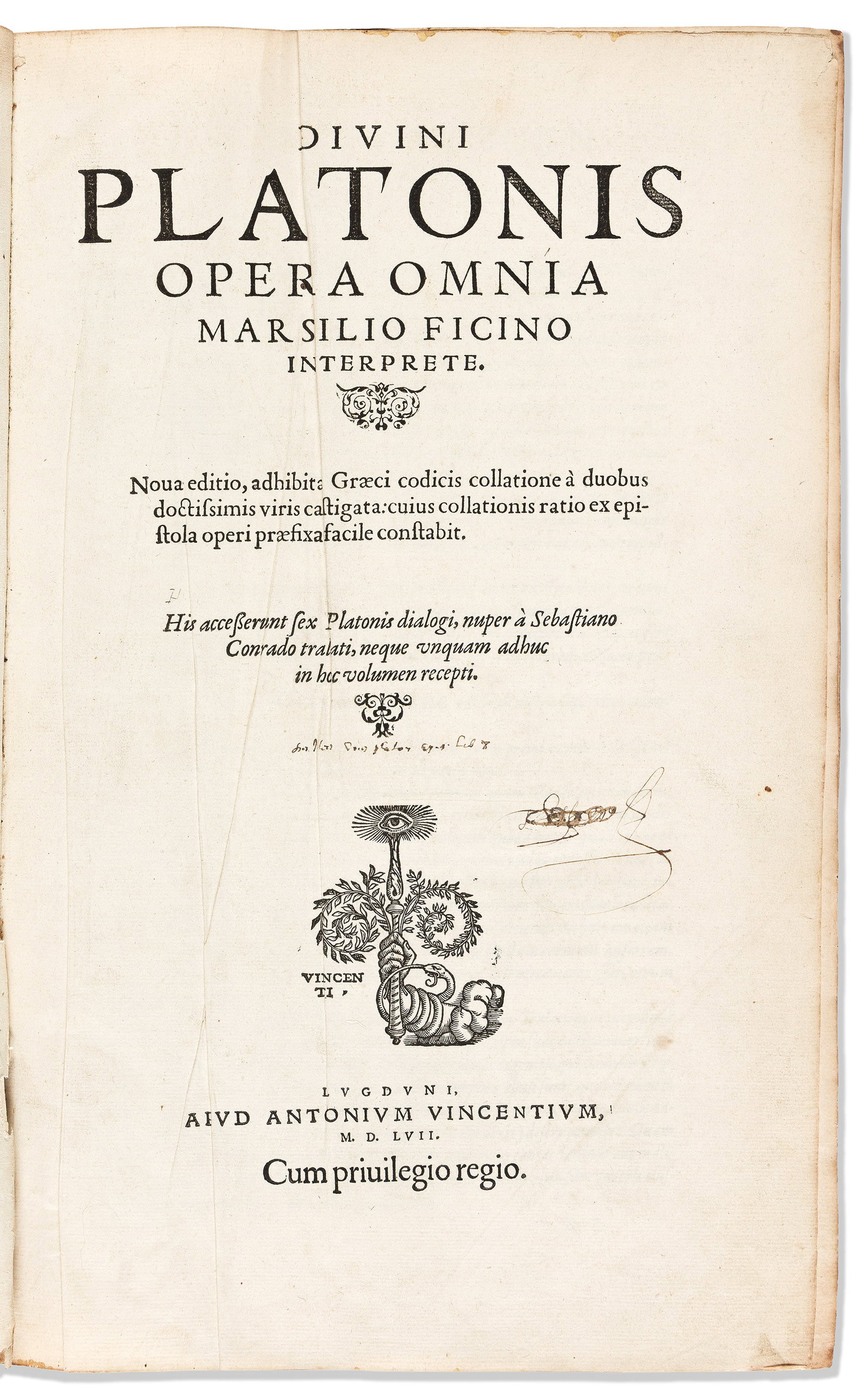 Plato & Marsilio Ficino (1433-1499), ed. Divini Platonis Opera Omnia, Marsilio Ficino Interprete. (1 of 1)