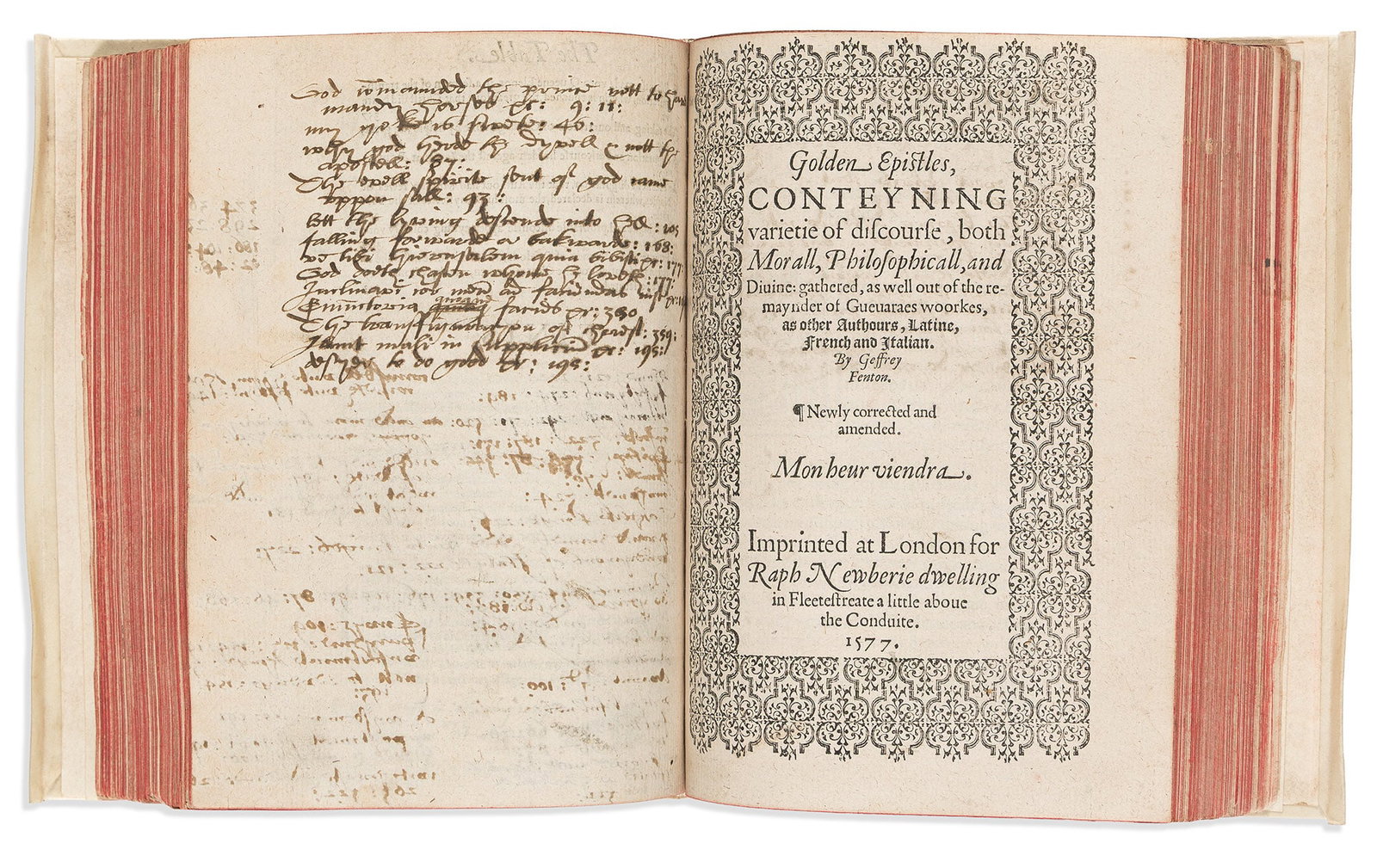 Antonio de Guevara (d. 1545) The Familiar Epistles. [and] The Golden Epistles. London: Imprinted for (1 of 2)