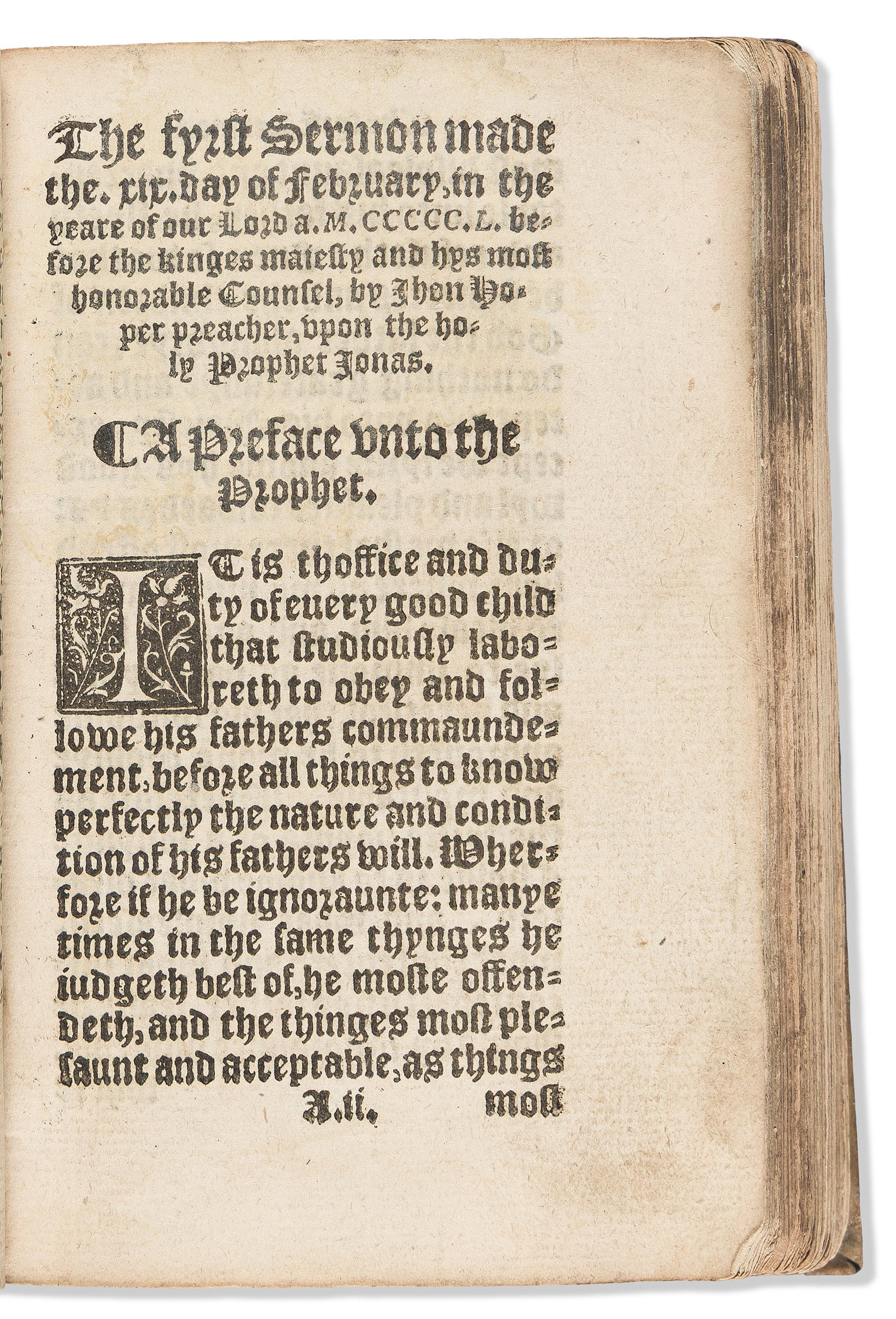 John Hooper (d. 1555) An Oversighte and Deliberacion vpon the Holy Prophete Ionas. London: Ihon (1 of 1)