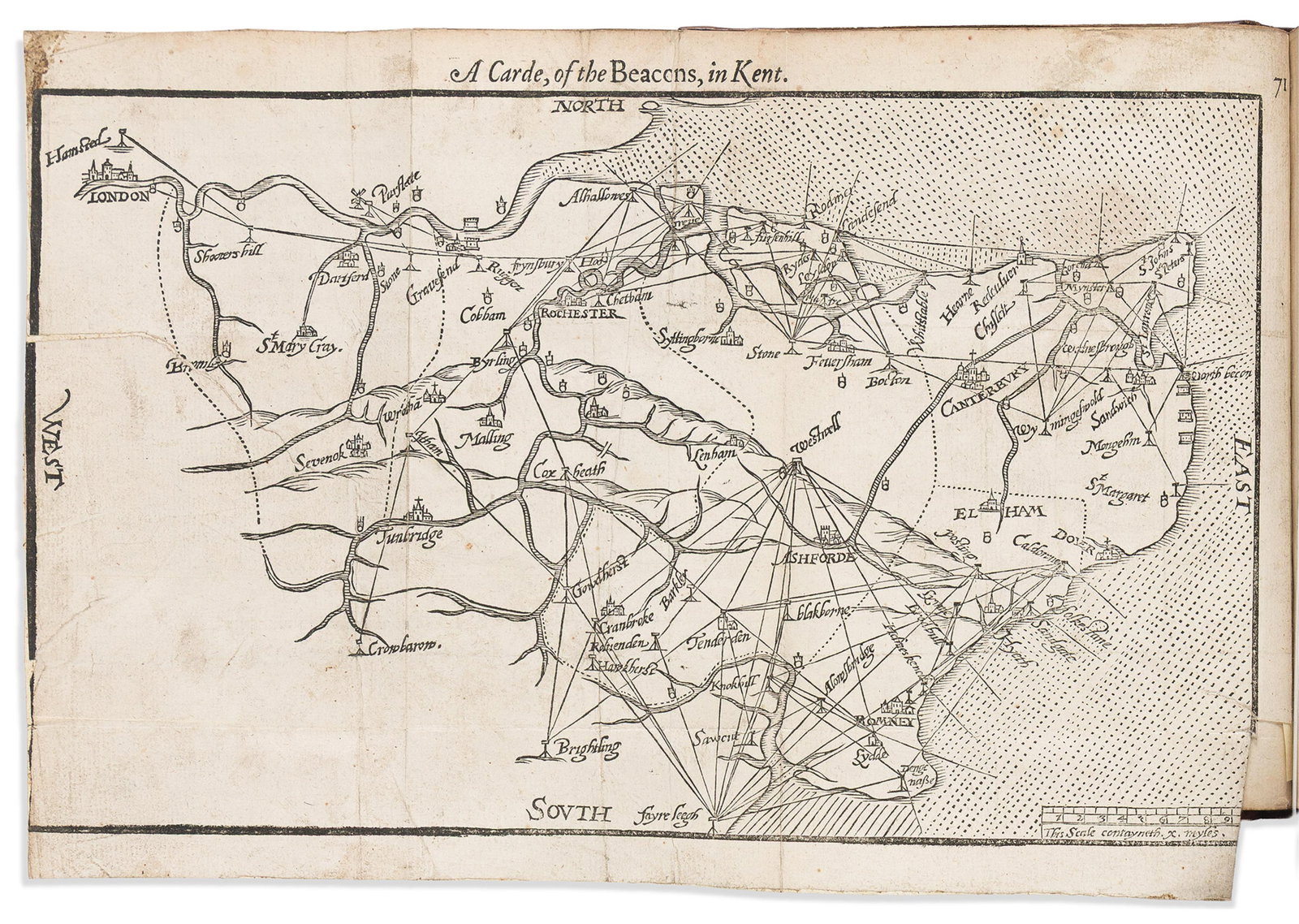 William Lambarde (1536-1601) A Perambulation of Kent. London: Bollifant, 1596.: William Lambarde (1536-1601) A Perambulation of Kent. London: Bollifant, 1596. Quarto, title printed within border of printer's ornaments (torn with loss, repaired on verso with lost areas made