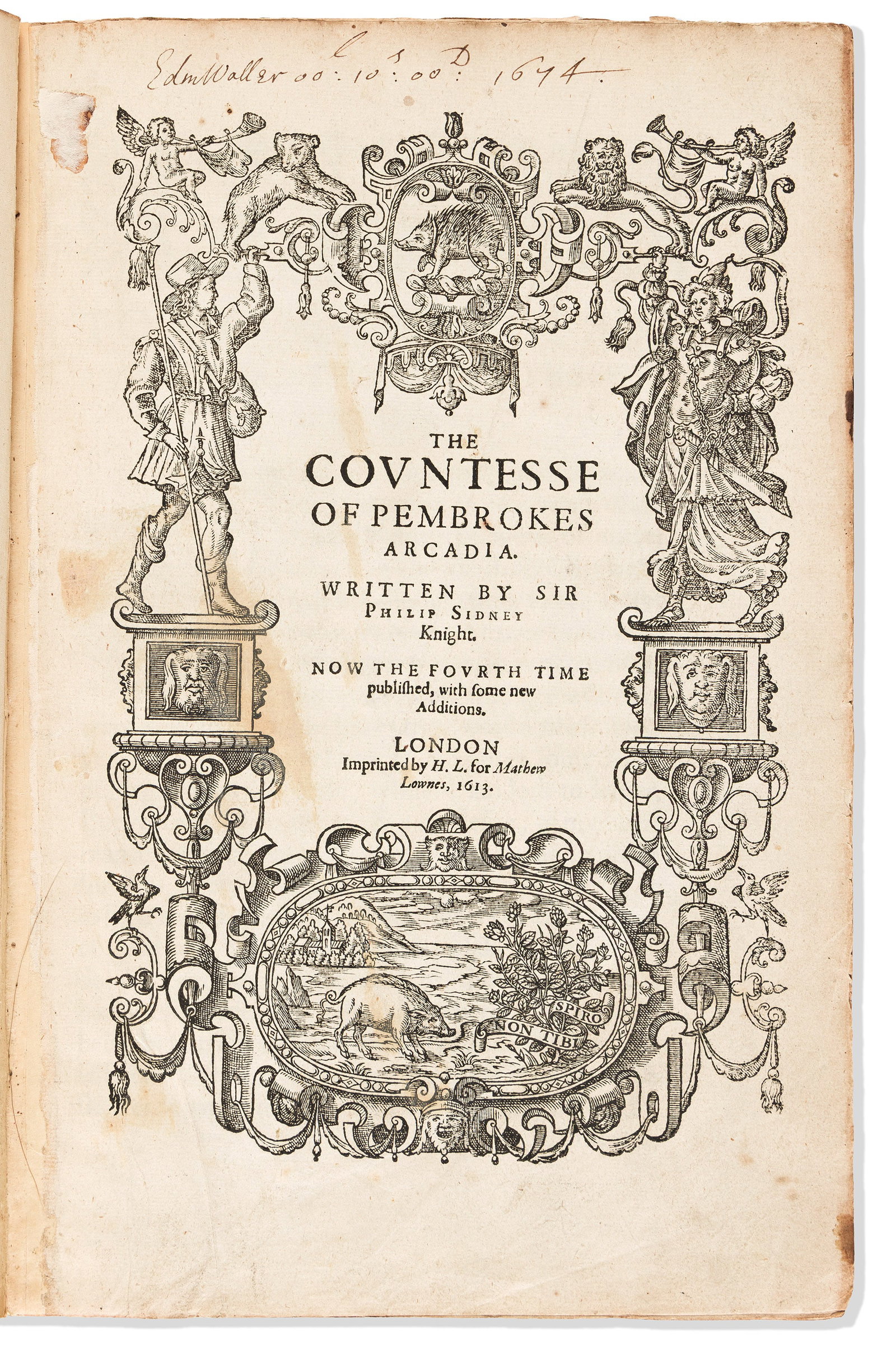 Sir Philip Sidney (1554-1586) The Countesse of Pembrokes Arcadia. London: Imprinted by H[umphrey] (1 of 1)