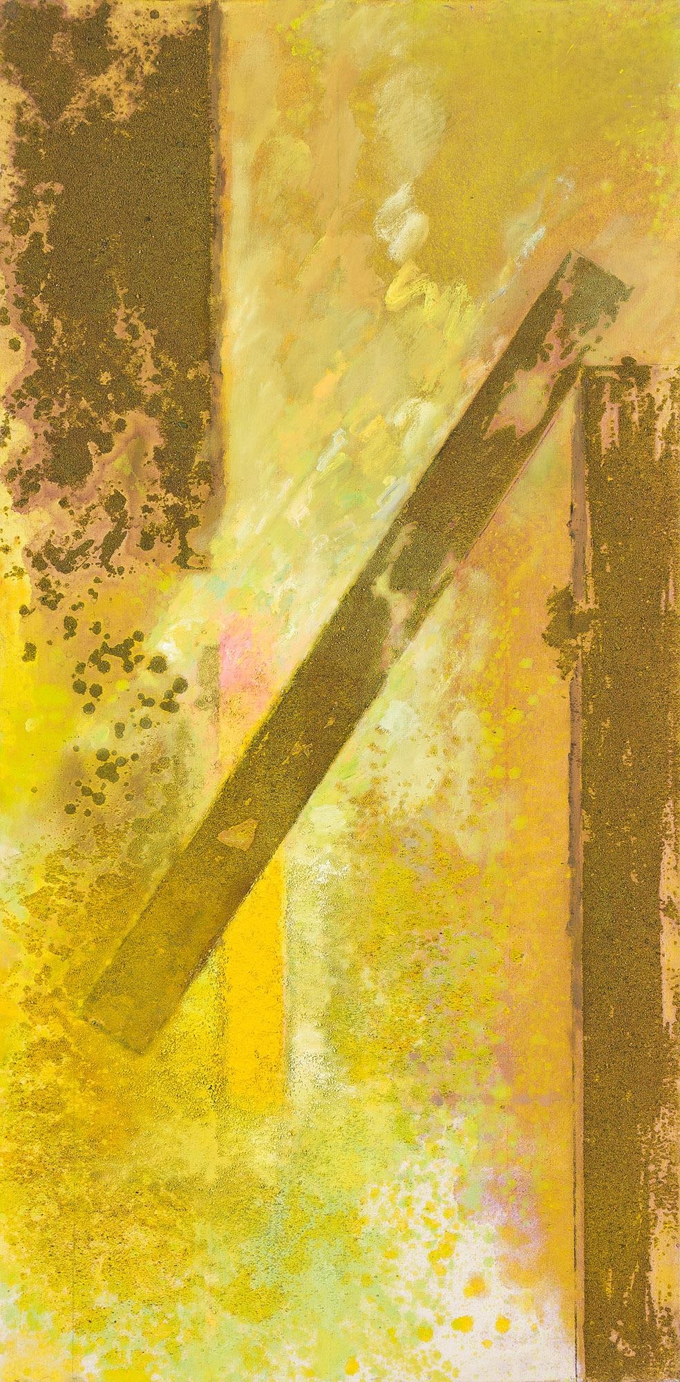 György Kepes, Fallen Glow, Oil and sand on canvas, 1982.: György Kepes (1906-2001) Fallen Glow. Oil and sand on canvas, 1982. Signed, titled, and dated in ink, verso. 72 x 36 in. (182.9 x 91.4 cm.), Frame: 74 x 38 in. (188 x 96.5 cm.) Additiona