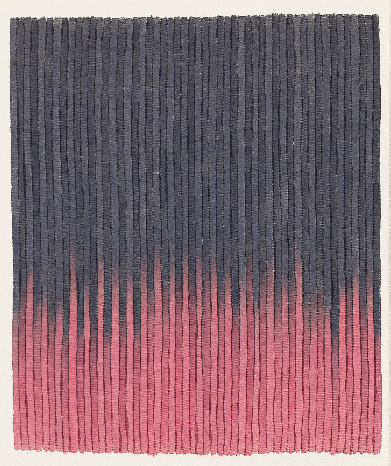Gene Davis, Devil's Fork, Acrylic on unprimed canvas, 1980.: Gene Davis (1920-1985) Devil's Fork. Acrylic on unprimed canvas, 1980. Signed, dated, and titled in pencil, verso. 34 1/4 x 28 5/8 in. (87 x 72.7 cm.), Frame: 37 x 31 1/2 in. (94 x 80 cm.) Ad