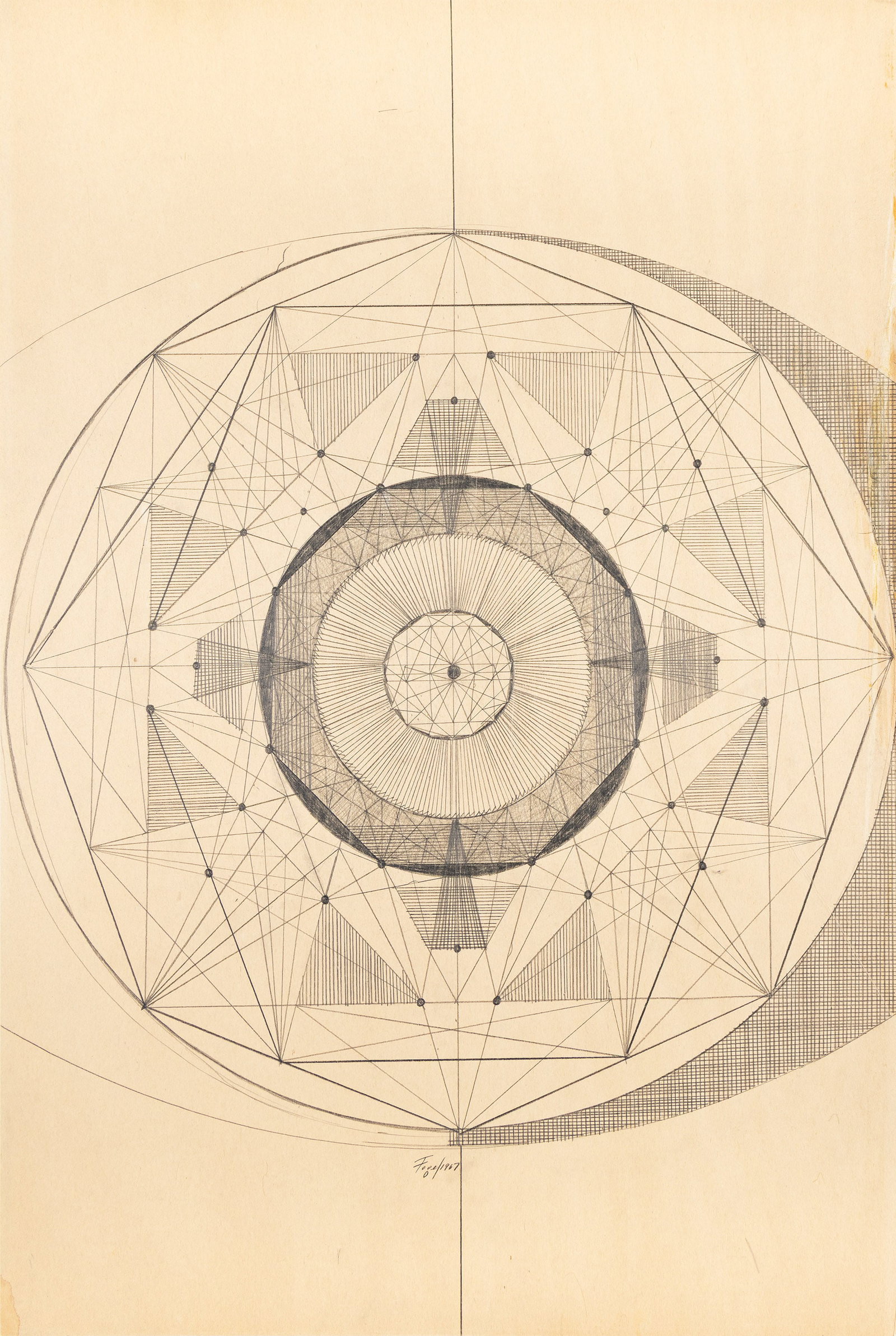 Seymour Fogel, Untitled (Study for Mandala), Pencil on paper laid to two-ply paper, 1967. (1 of 1)