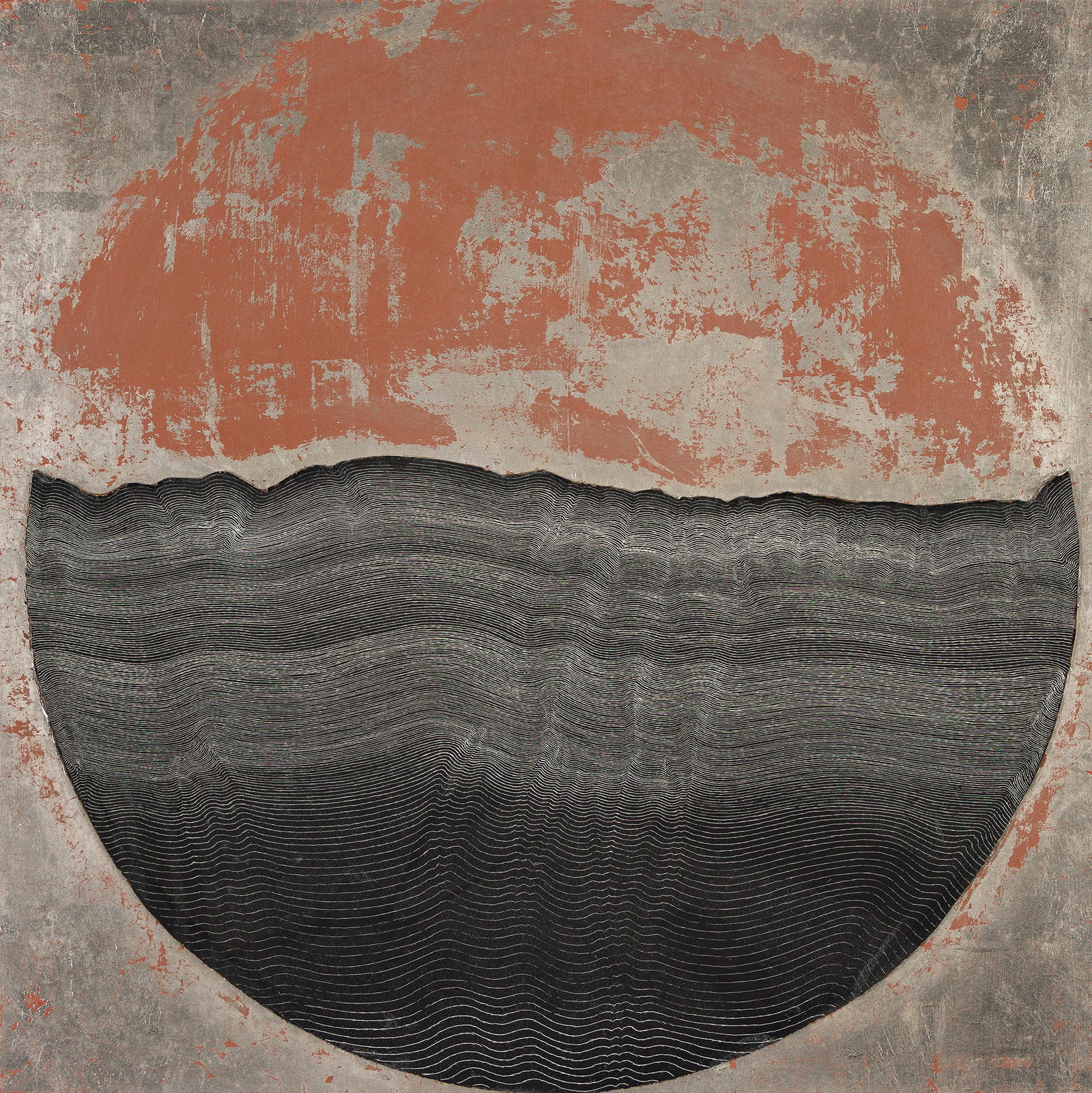 Sewell Sillman, Untitled, Oil, collage, and metal leaf on board. (1 of 1)