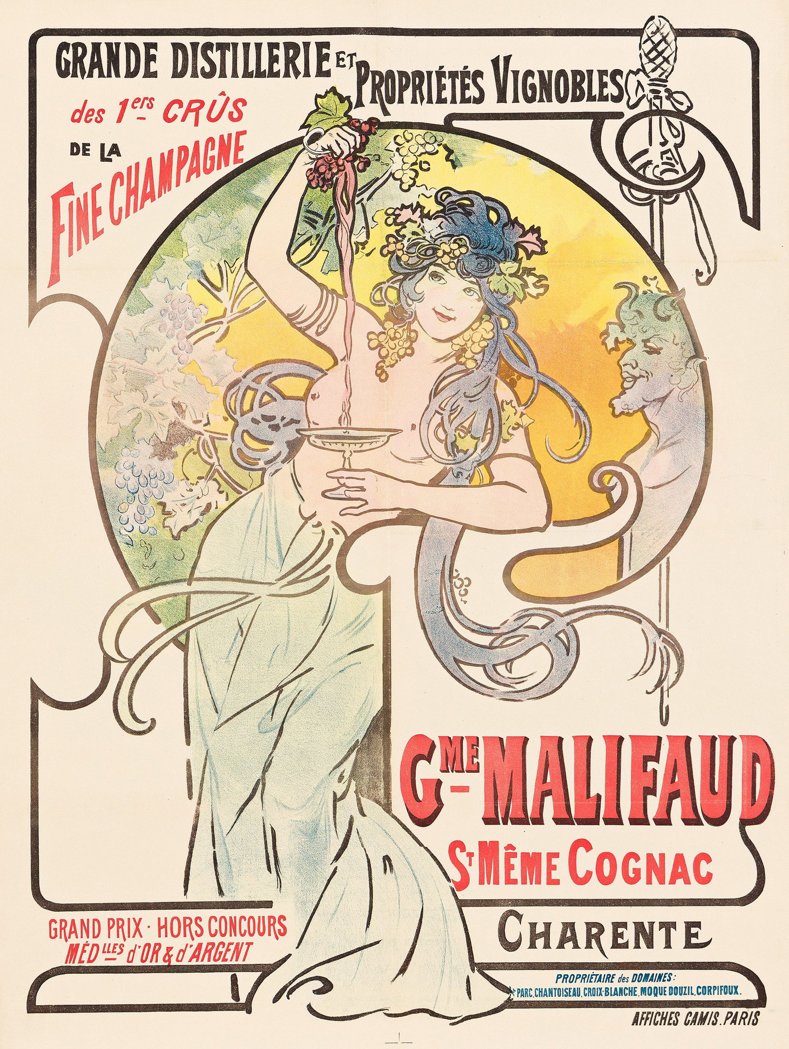 Designer Unknown, Gme Malifaud St Même Cognac. Circa 1900.: Designer Unknown Gme Malifaud St Même Cognac. Circa 1900. Condition A-: minor creases and restoration along vertical and horizontal folds; small loss in lower left corner. 51x38½ inches, 129