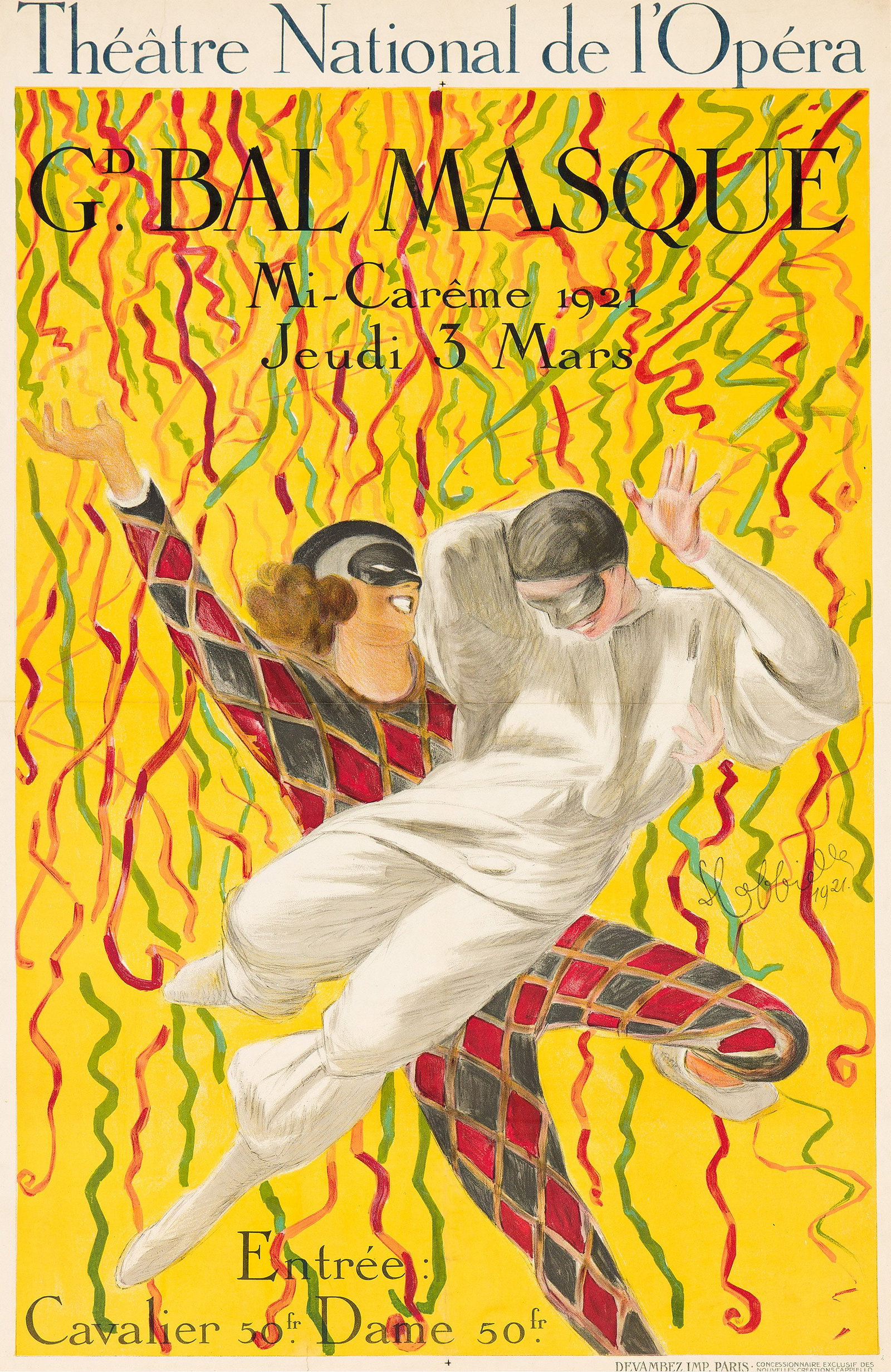 Leonetto Cappiello, Théâtre Nationale de l'Opéra / Gd. Bal Masqué. 1921. (1 of 1)