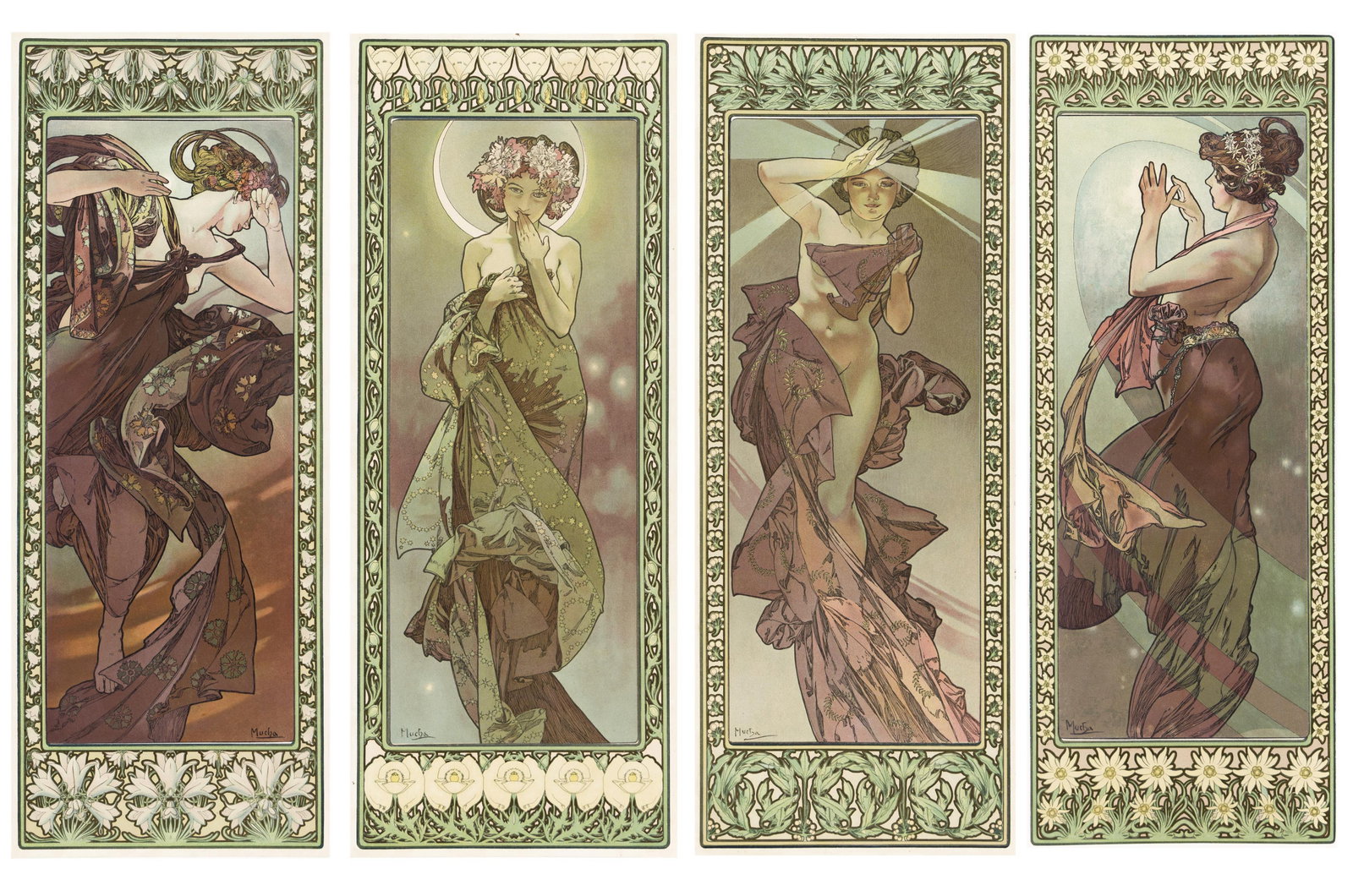 Alphonse Mucha, [The Stars]. Group of 4 small format panels. 1902. (1 of 5)