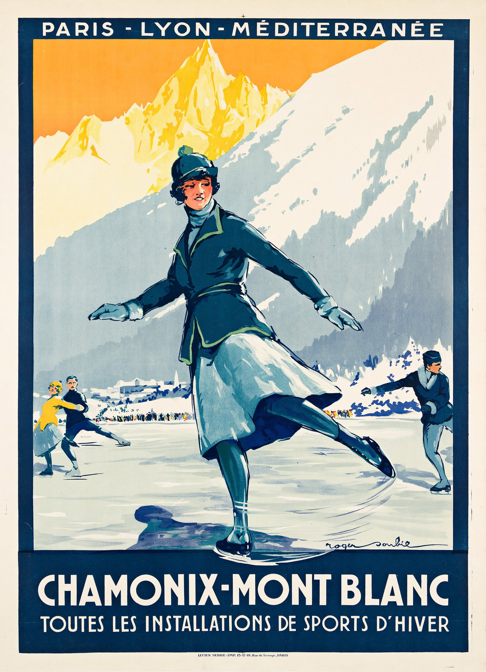 Roger Soubie, Chamonix - Mont Blanc. 1924.: Roger Soubie 1898-1984 Chamonix - Mont Blanc. 1924. Condition B+: minor repaired tears at edges; minor creases and abrasions in margins and image. In 1924, the 8th Olympic games were held in Chamonix.