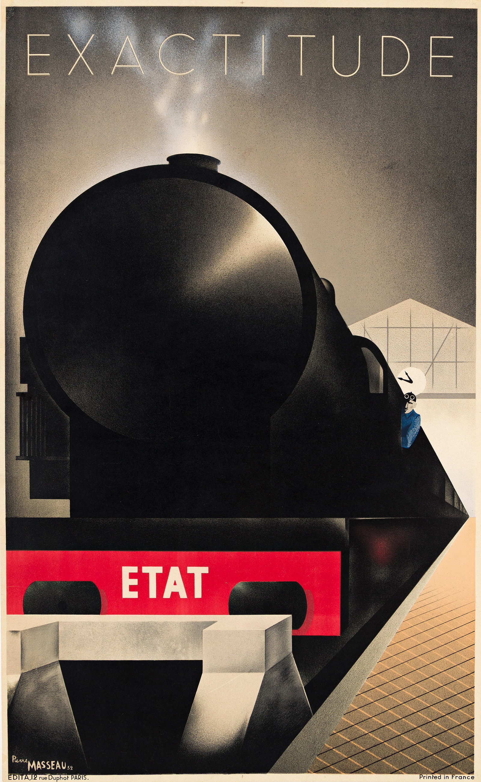 Pierre Fix-Masseau, Exactitude. 1932.: Pierre Fix-Masseau 1905-1994 Exactitude. 1932. Condition B+: small replaced losses, repaired tears and creases in margins and image; diagonal fold in lower right image; repaired pin holes in corners. 