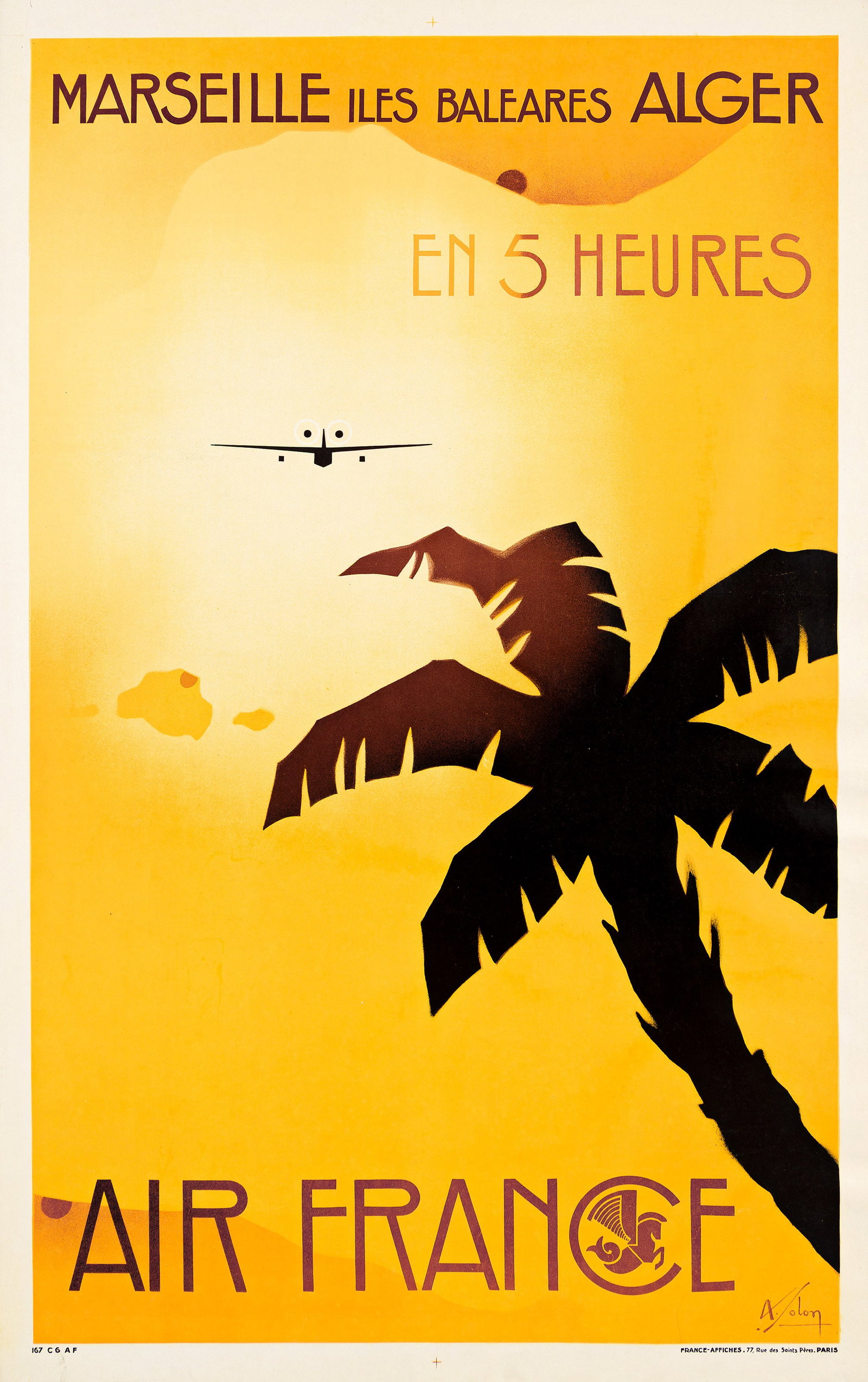 Albert Solon, 1897-1973, Air France / Marseille Iles Baleares Alger. 1934., 39½x24¾ (1 of 1)