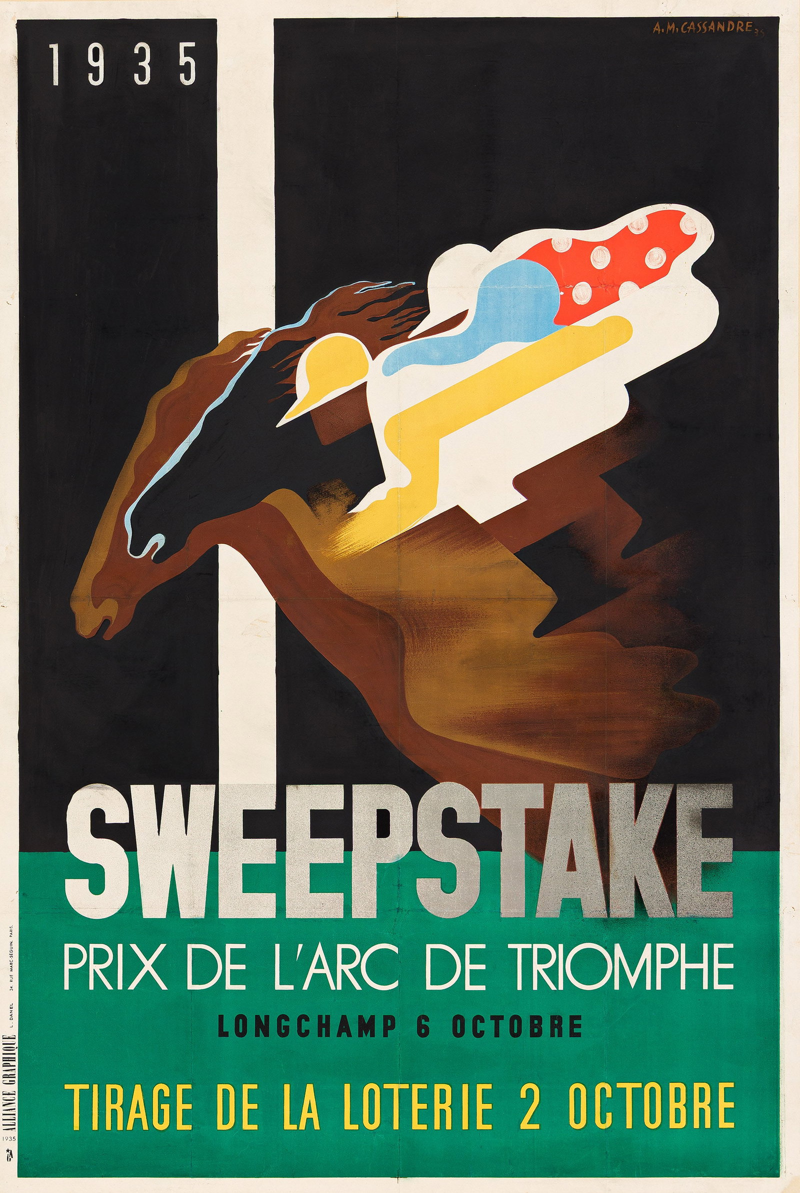 Adolphe Mouron Cassandre, Sweepstake / Prix de l'Arc de Triomphe. 1935. (1 of 1)