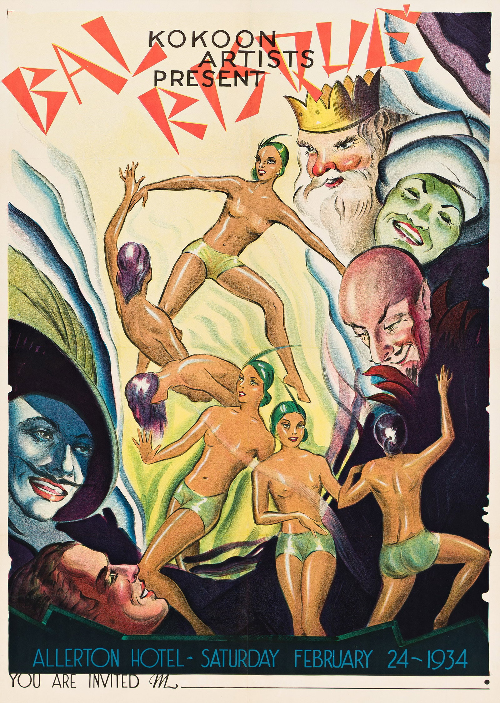 Designer Unknown, Kokoon Artists Present Bal Risqué. 1934. (1 of 1)