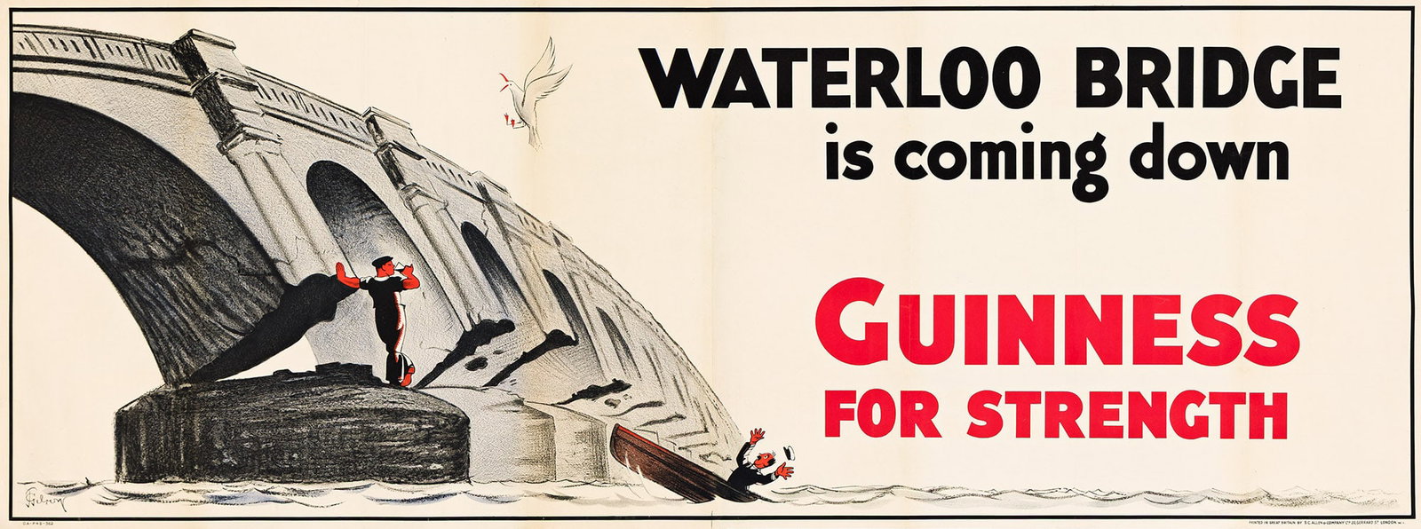John Gilroy, Guinness For Strength / Waterloo Bridge is Coming Down. 1934. (1 of 1)