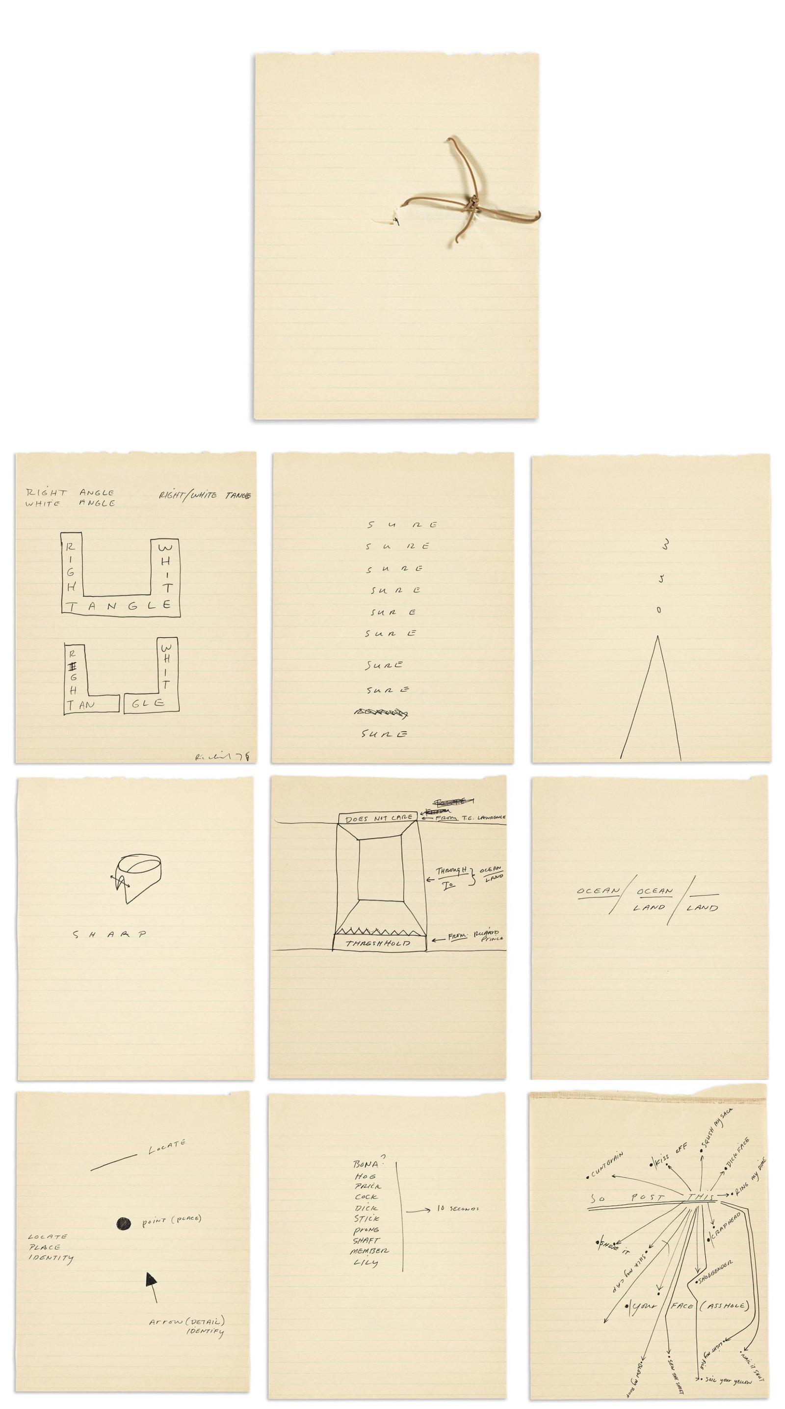 Richard Prince (b. 1949), Illustrated Manuscript on Legal Pad, circa 1976-80. (1 of 11)