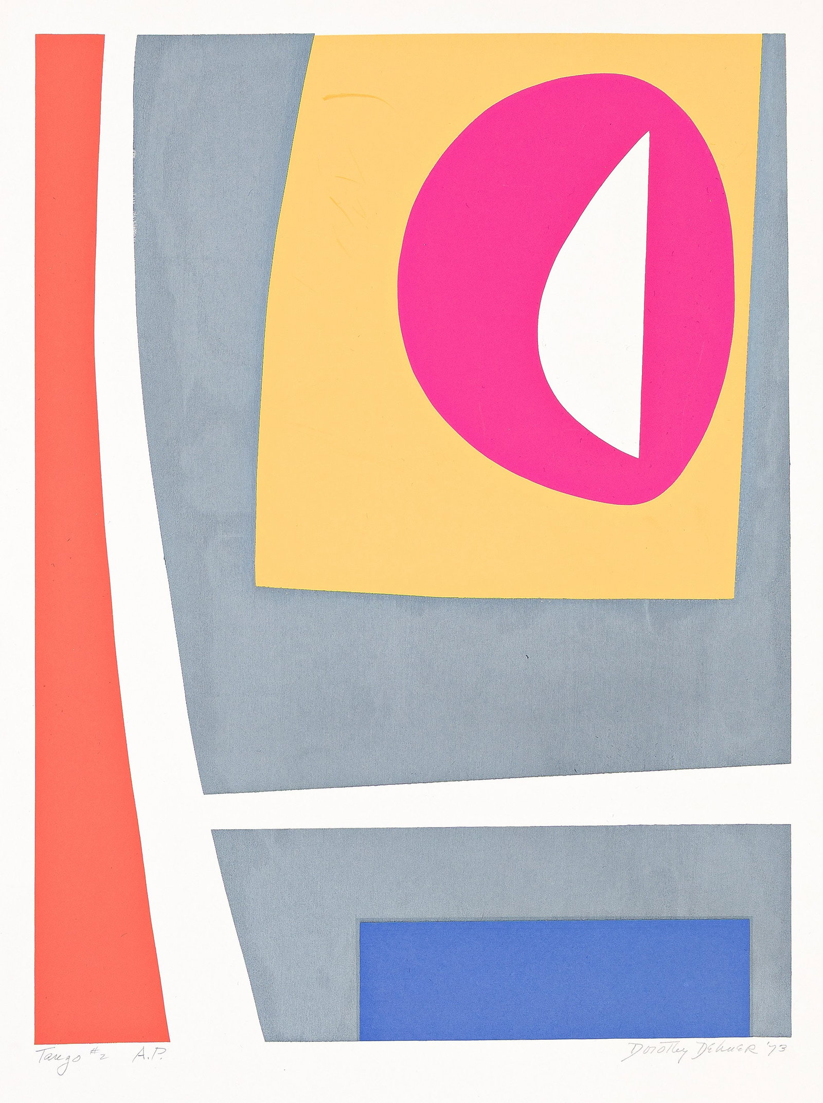 Dorothy Dehner (1901-1994), Two color screenprints from Tango Series, 1973. (1 of 2)